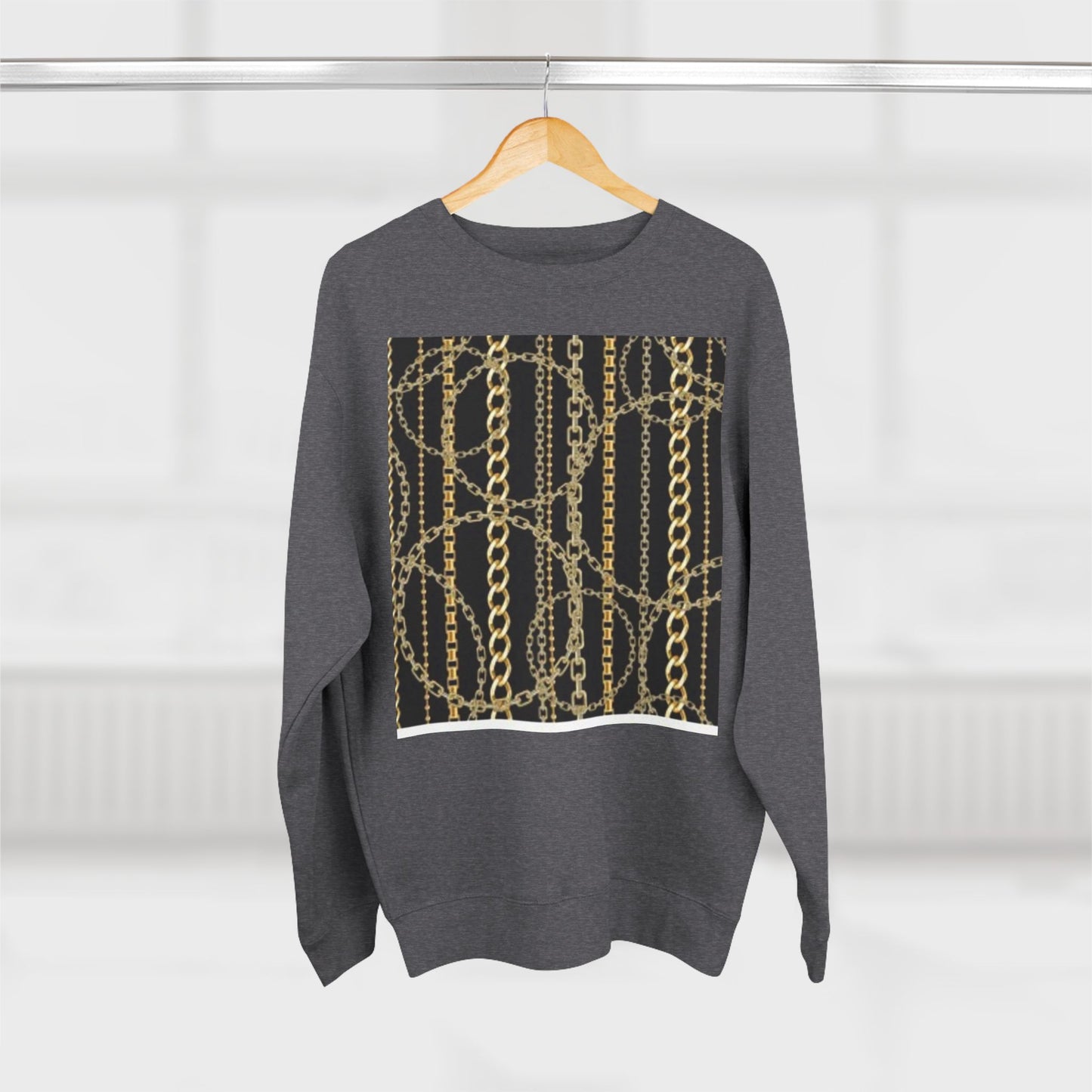 Gold Chain Pattern Unisex Crewneck Sweatshirt - Stylish, Comfortable, Perfect for Casual Wear