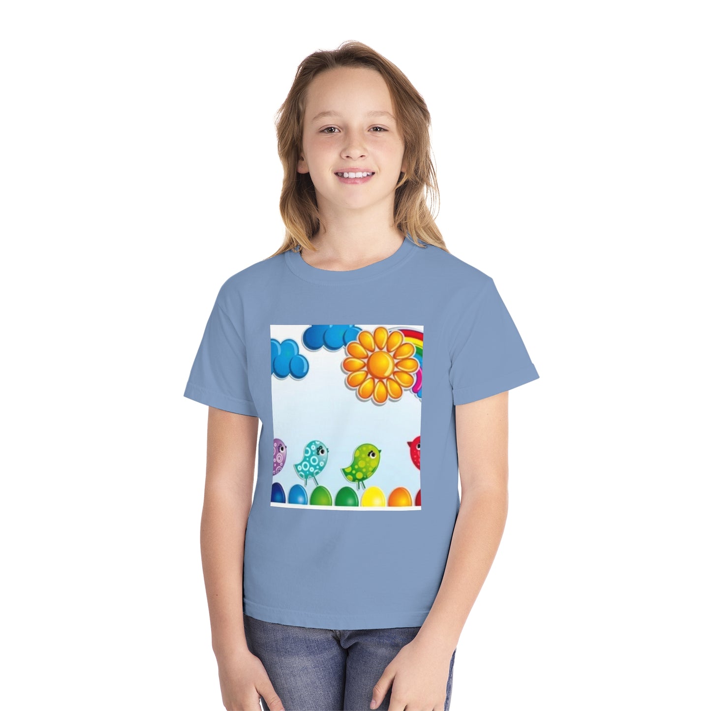 Colorful Spring Birds Youth Midweight Tee | Fun and Playful Shirt for Kids