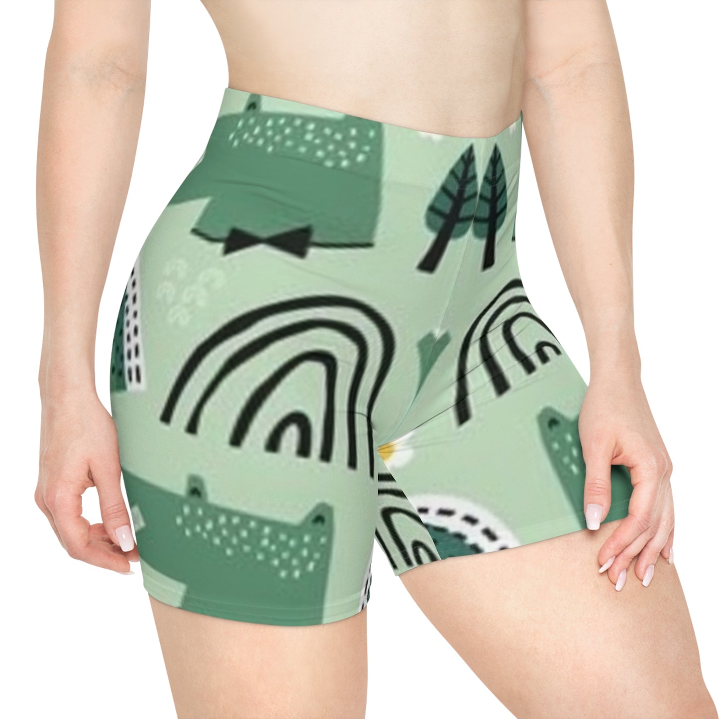 Eco-Friendly Women's Biker Shorts - Patterned Adventure Design