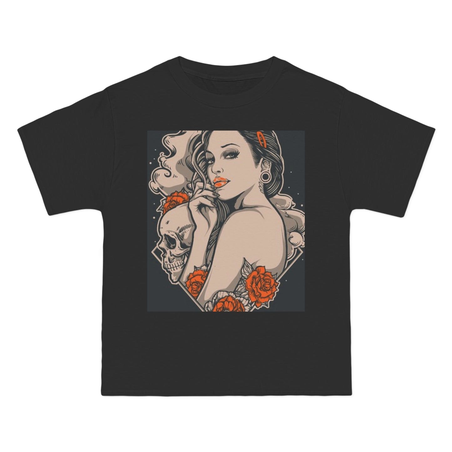 Edgy Vintage Floral Skull T-Shirt - Unisex Short Sleeve