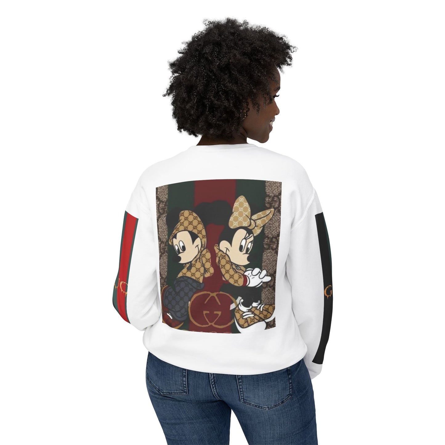 Gucci Inspired Unisex Crewneck Sweatshirt with Mickey & Minnie Design