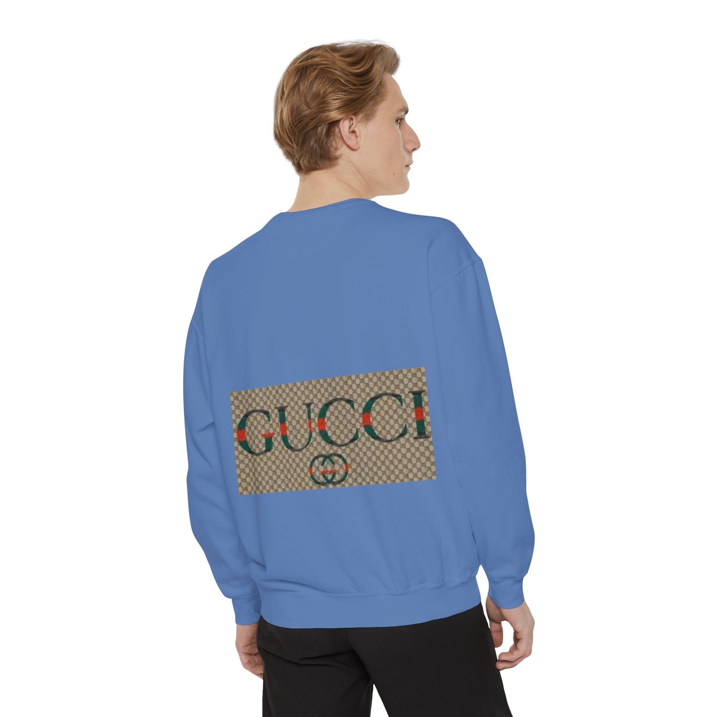 Fashionable Unisex Garment-Dyed Sweatshirt with GUCCI Design