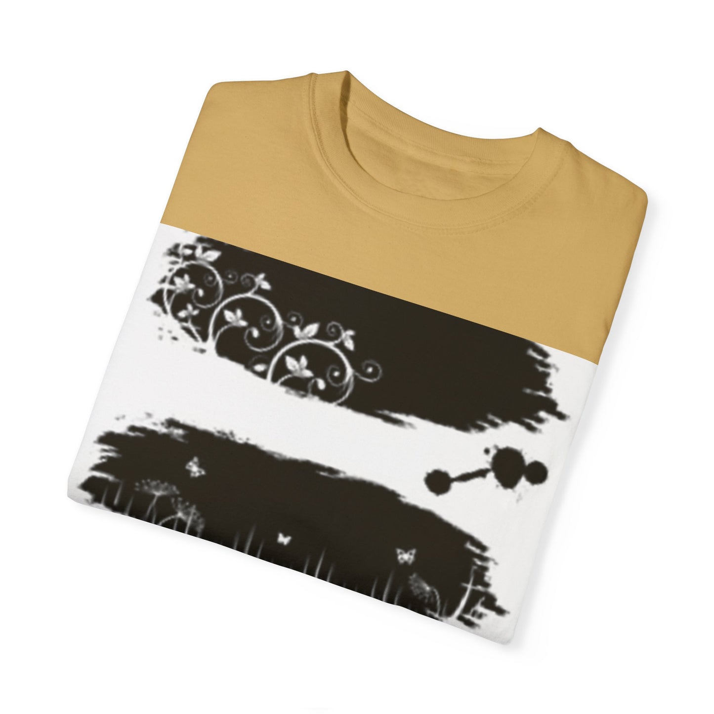 Artistic Unisex Garment-Dyed T-Shirt with Floral Design