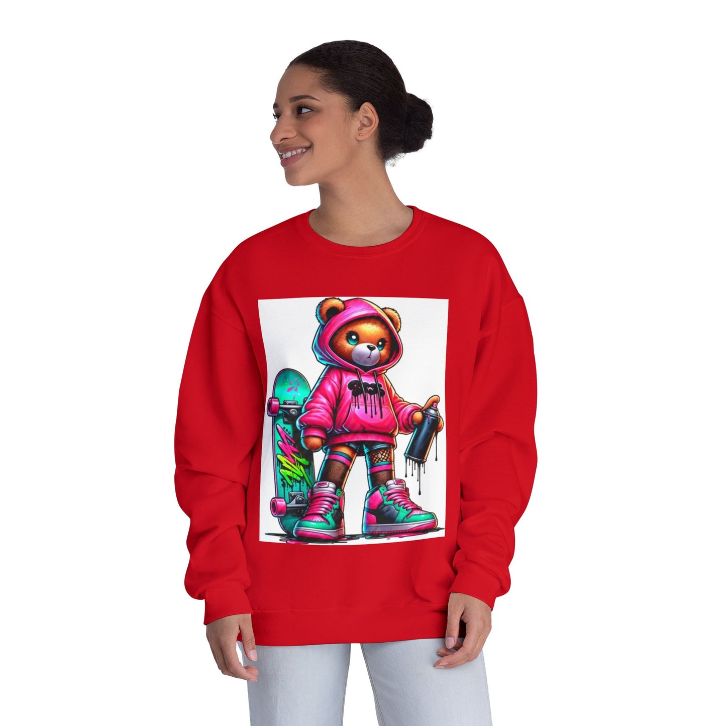 Skater Bear Crewneck Sweatshirt - Fun Streetwear Style