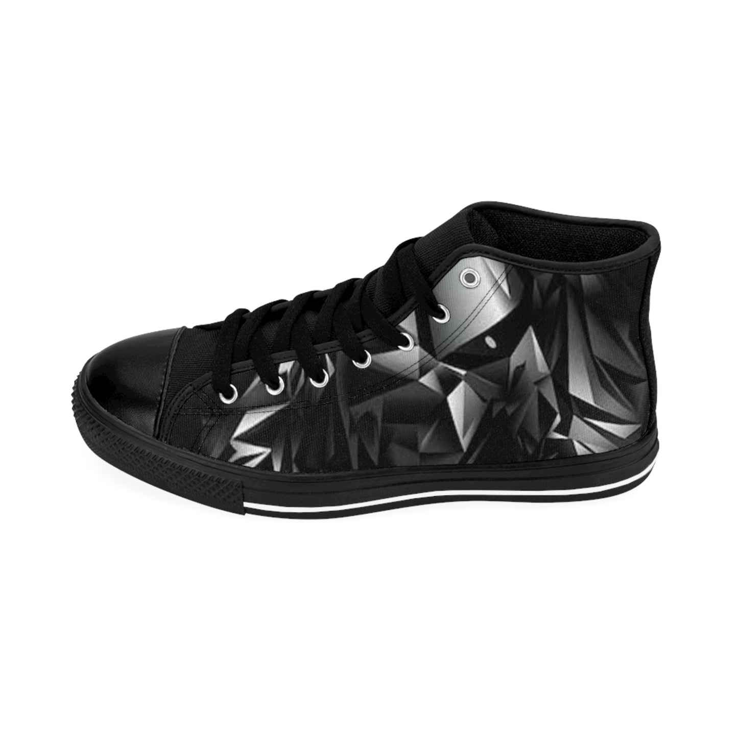 Men's Classic Sneakers - Black Diamond Pattern High-Top Shoes