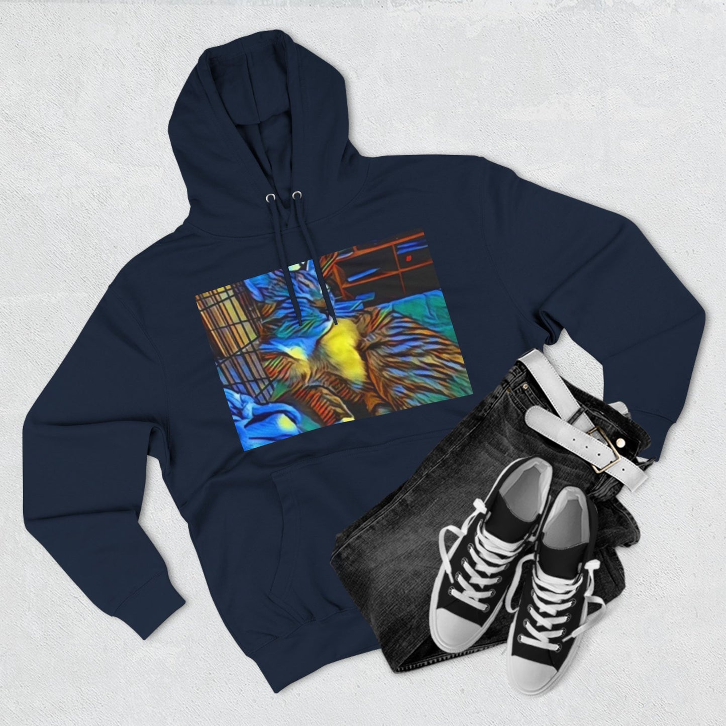 Colorful Cat Fleece Hoodie - Cozy & Stylish for Cat Lovers