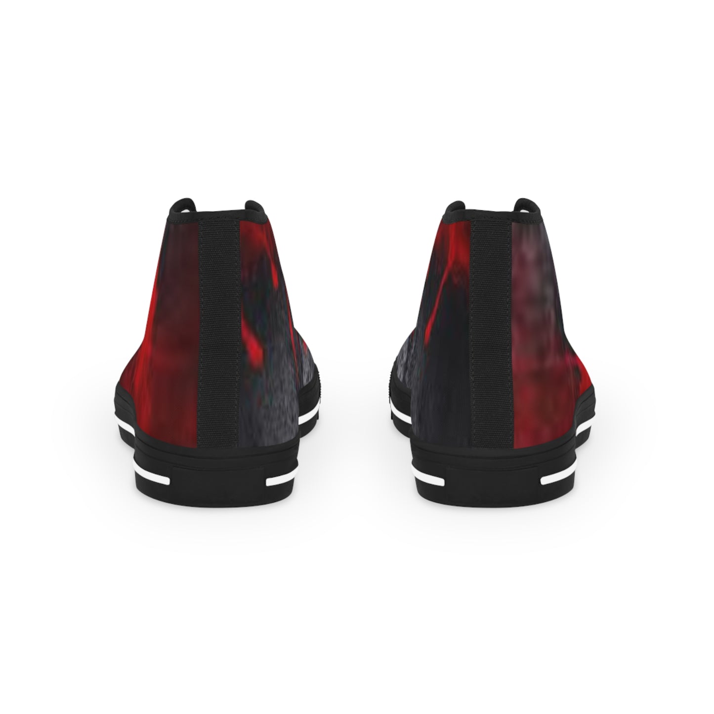 Men's High Top Sneakers - Vibrant Red and Black Design