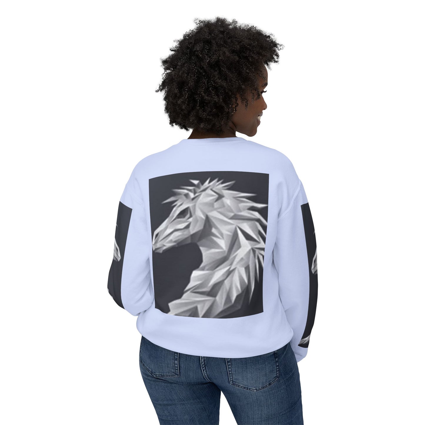 Unisex Lightweight Crewneck Sweatshirt - Stylish Geometric Horse Design