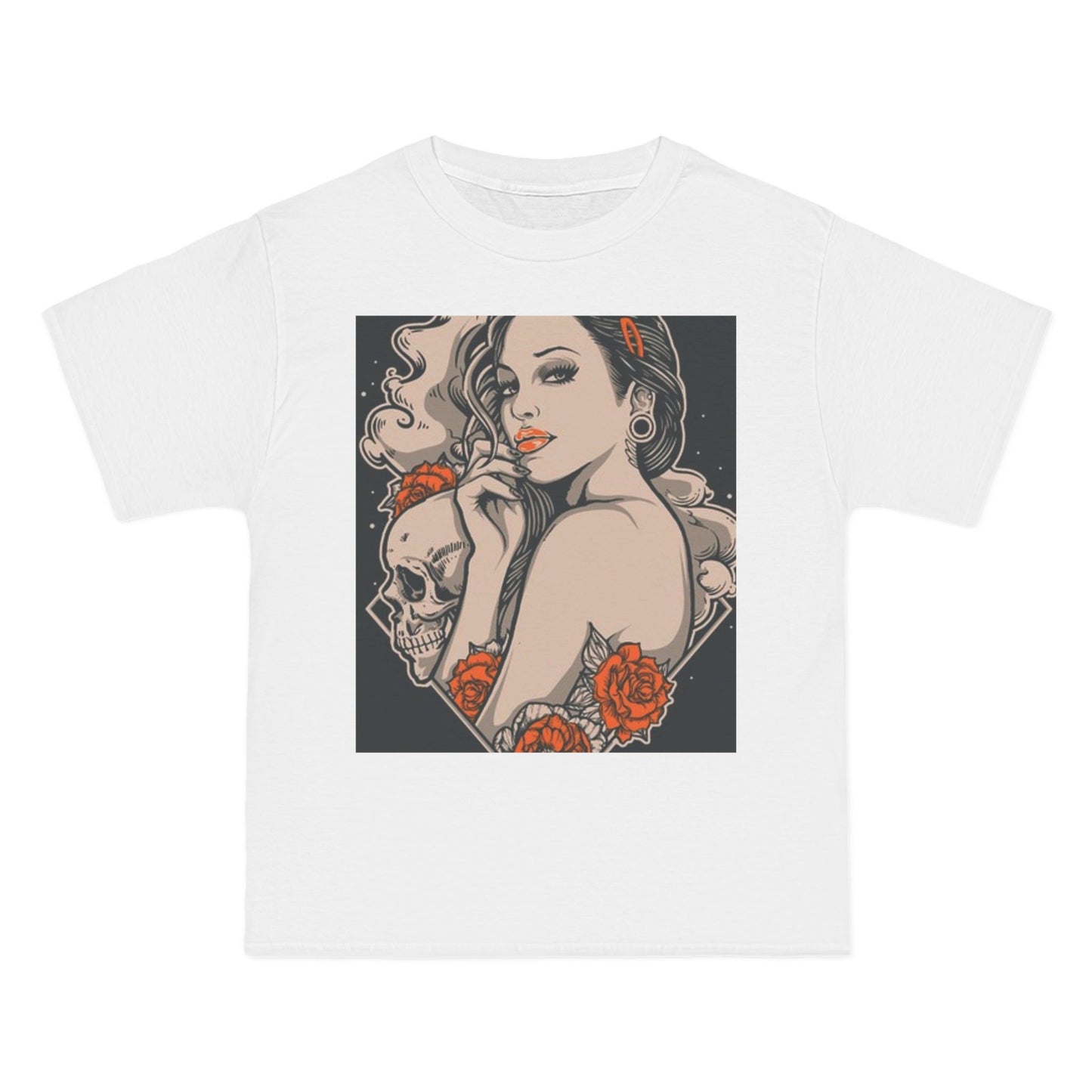 Edgy Vintage Floral Skull T-Shirt - Unisex Short Sleeve