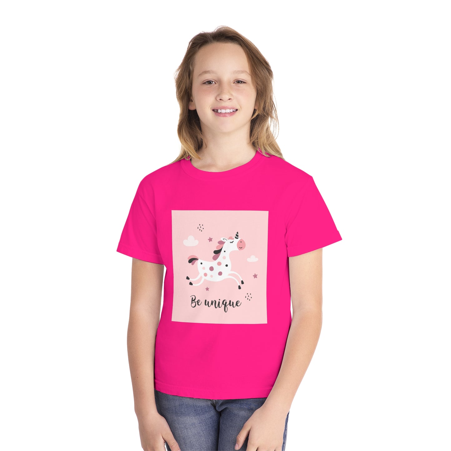 Girls' Unicorn T-Shirt - 'Be Unique' Midweight Tee