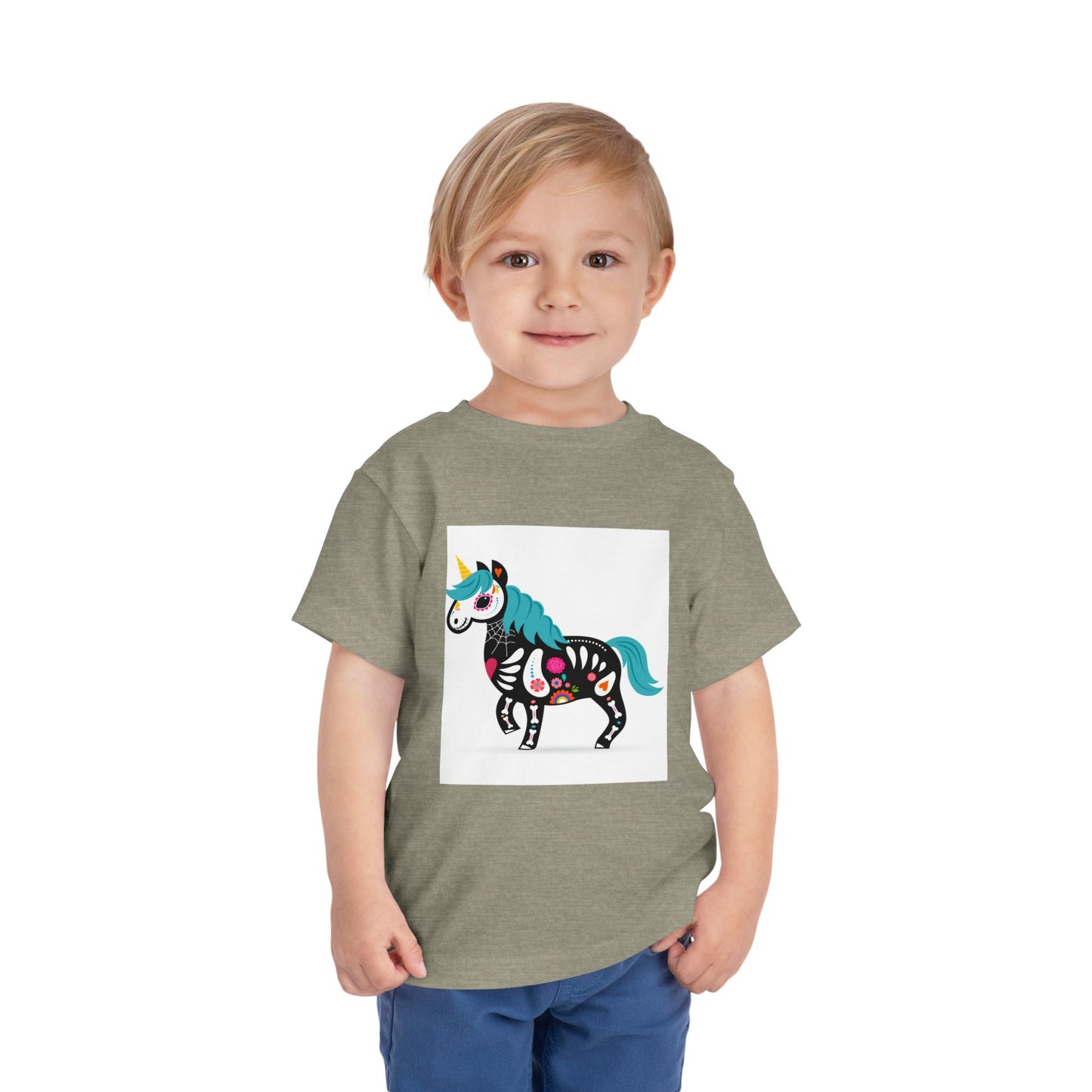 Toddler Skeleton Unicorn Tee - Cute Halloween Short Sleeve Shirt