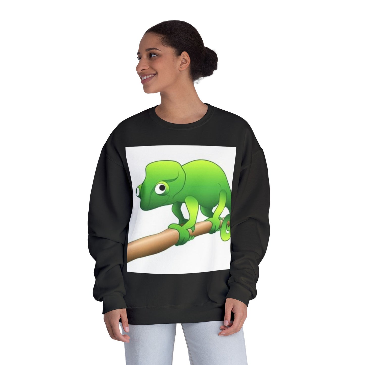 Charming Green Chameleon Sweatshirt - Cozy Unisex Crewneck for Nature Lovers
