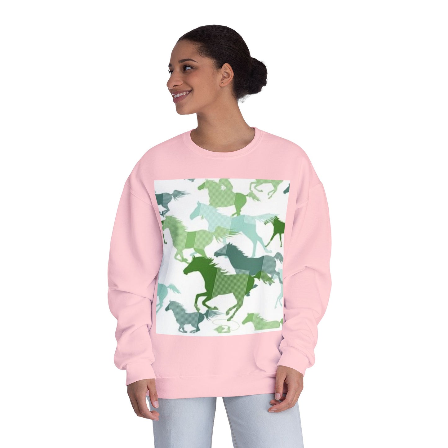 Equestrian Spirit Unisex Crewneck Sweatshirt - Green Horse Design