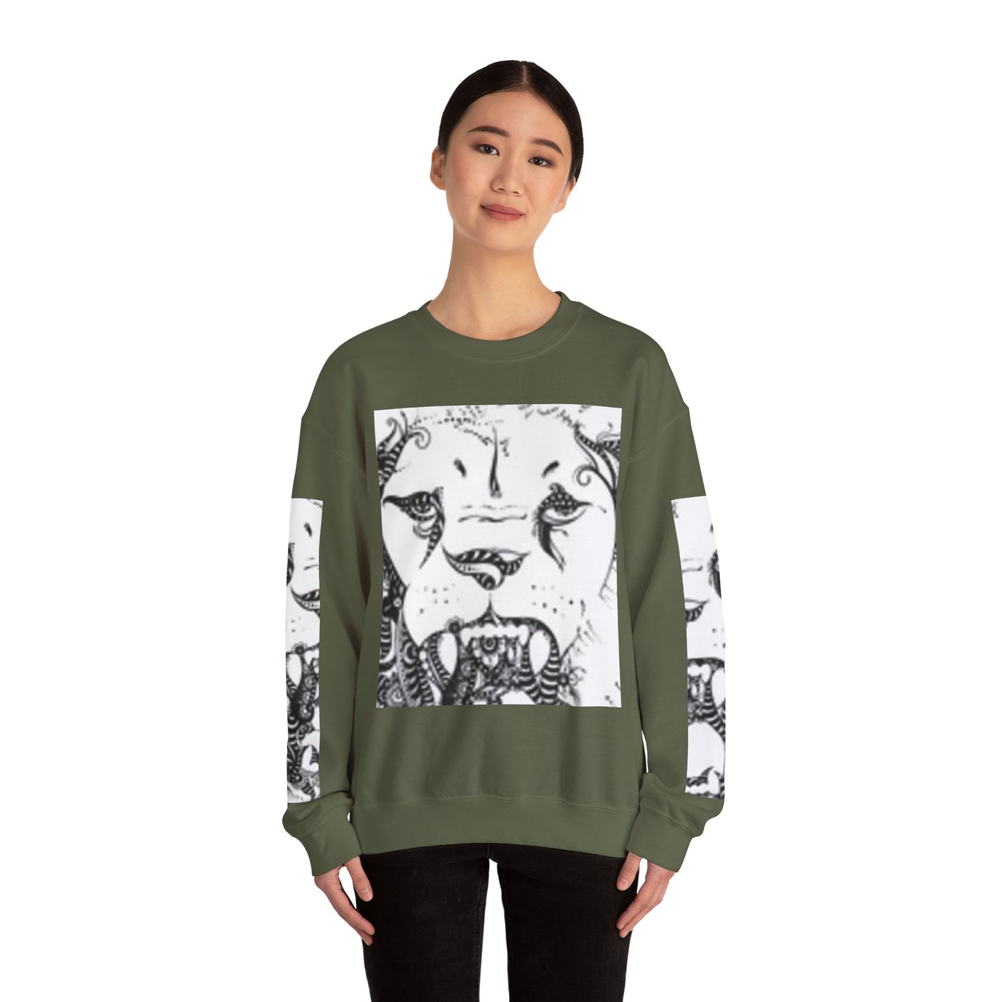 Wild Spirit Lion Graphic Crewneck Sweatshirt | Unisex Heavy Blend