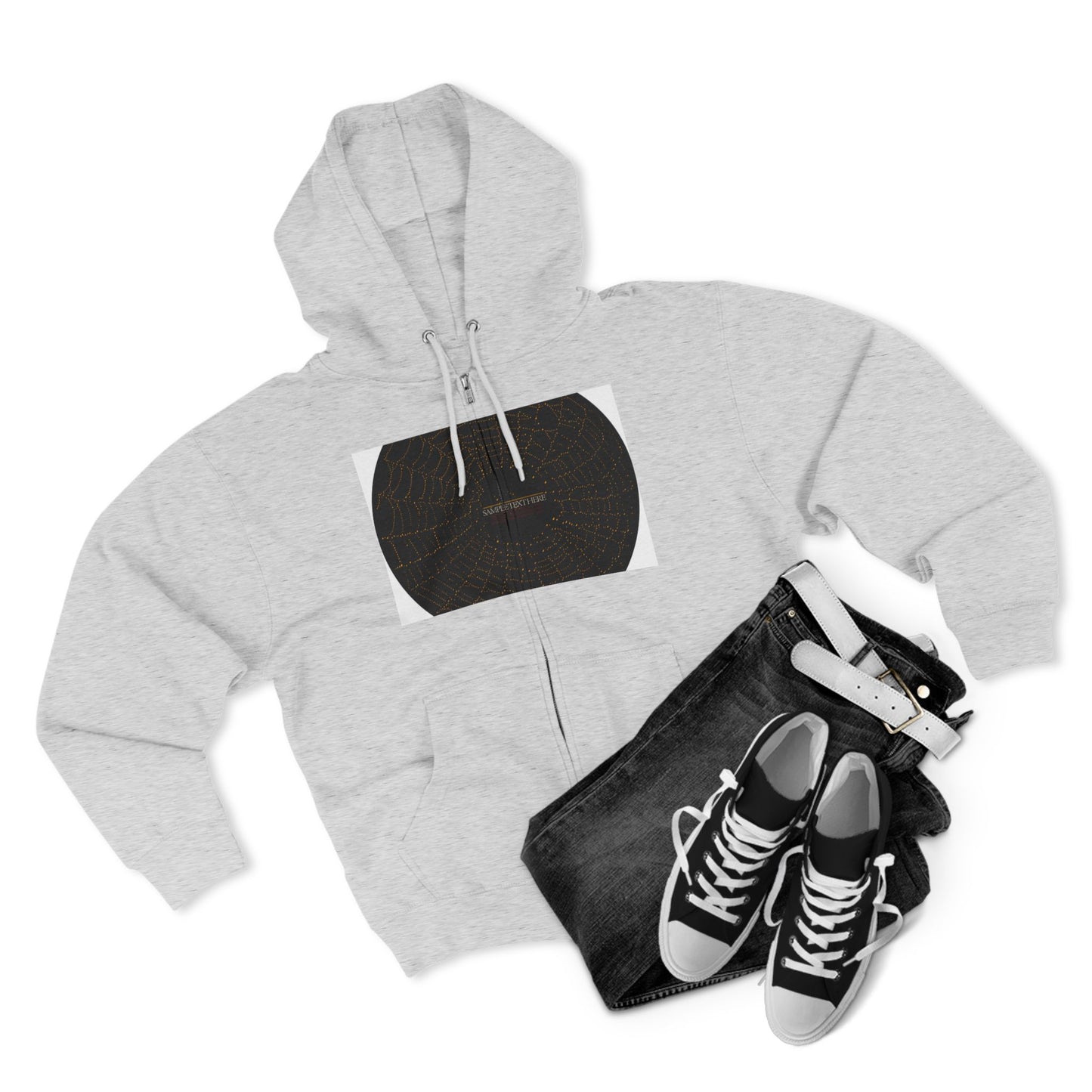 Unisex Zip Hoodie with Spider Web Design - Cozy Fashion for Halloween and Everyday Wear