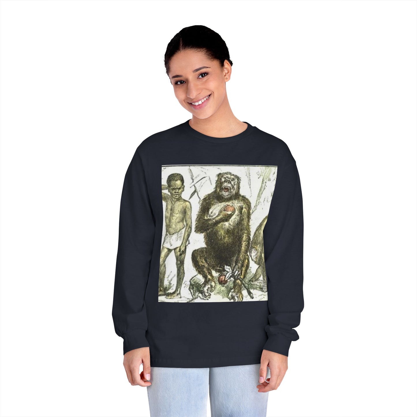 Artistic Long Sleeve T-Shirt - Unique Vintage Animal Illustration