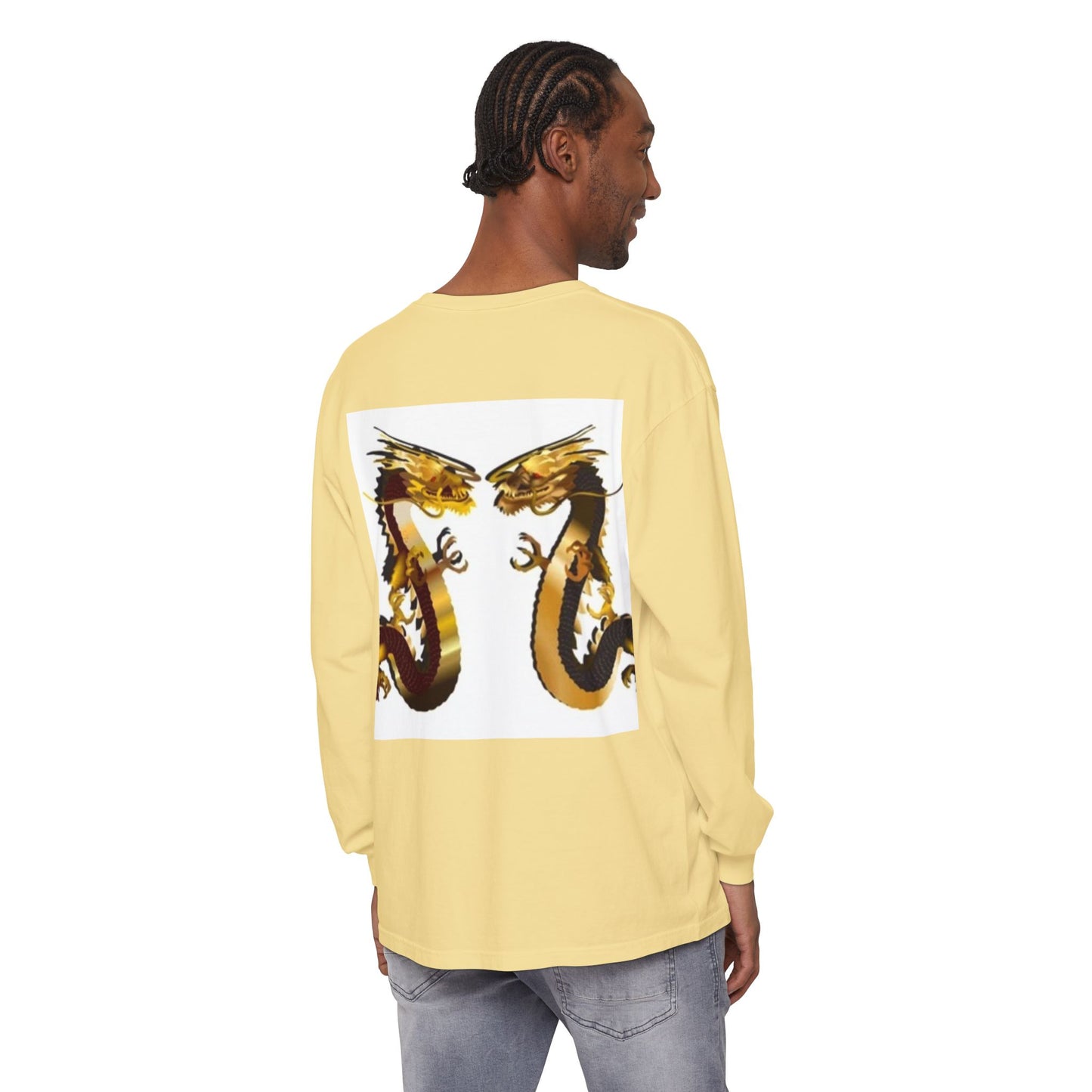 Dragon Duel Unisex Long Sleeve T-Shirt - Garment-Dyed Art Tee