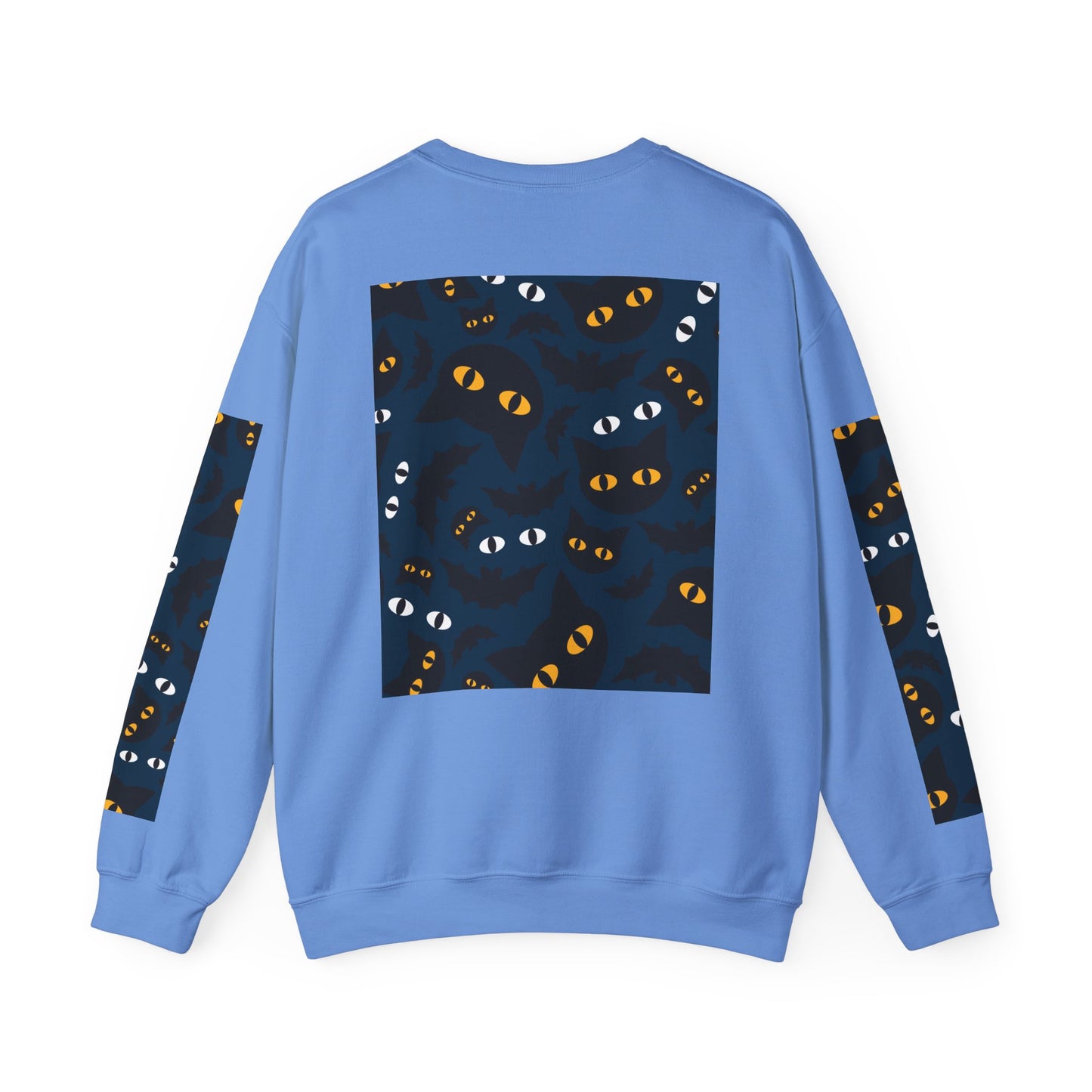 Halloween-Themed Unisex Crewneck Sweatshirt with Spooky Eyes and Bird Design