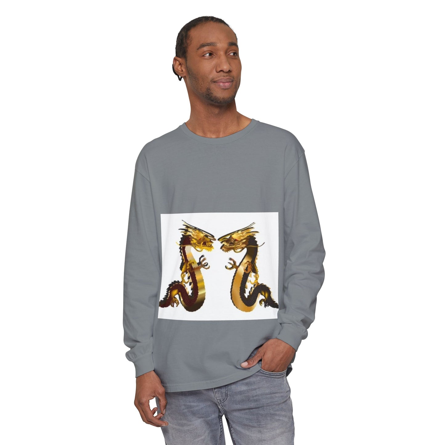 Dragon Duel Unisex Long Sleeve T-Shirt - Garment-Dyed Art Tee