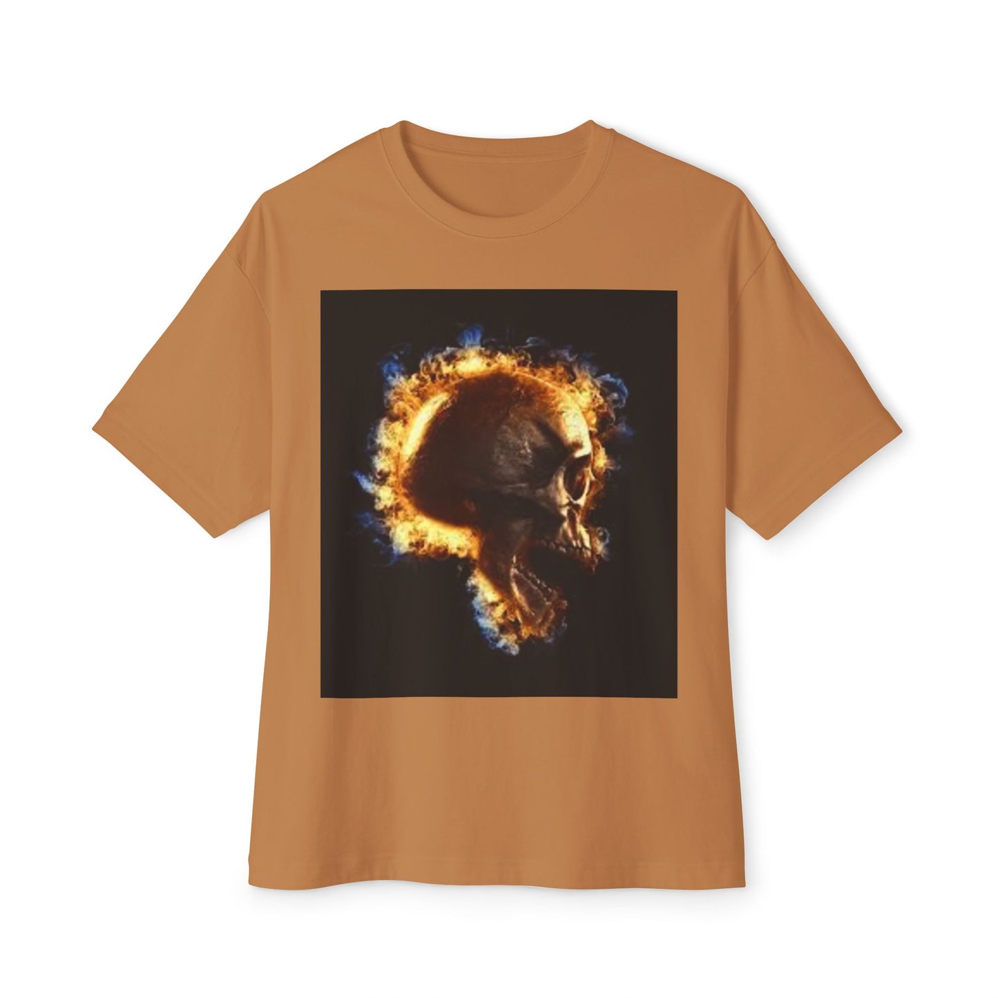 Burning Skull Oversized Boxy Tee - Unisex Graphic Tee for Bold Fashion Enthusiasts