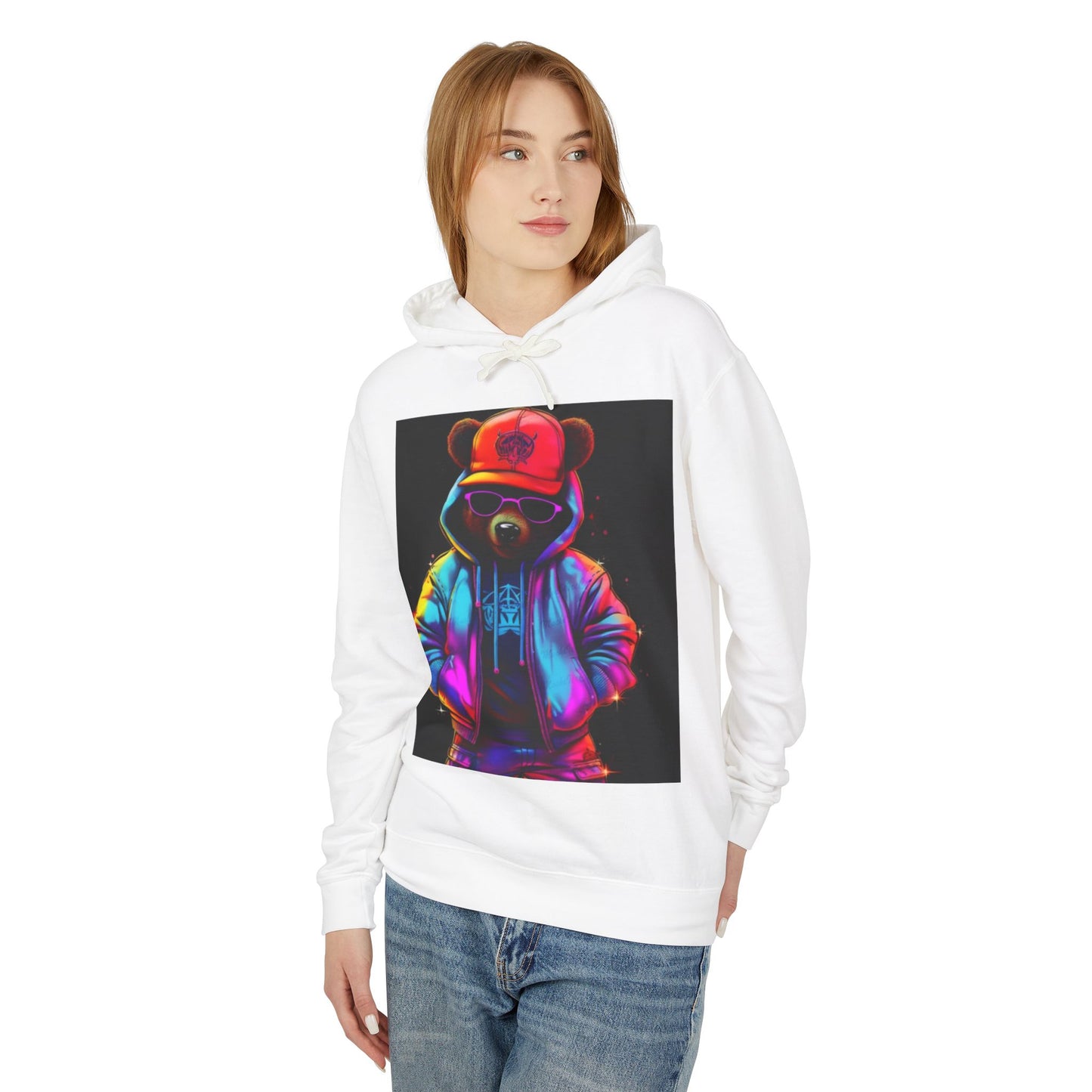 Urban Bear Graphic Hoodie - Unisex Lightweight Sweatshirt