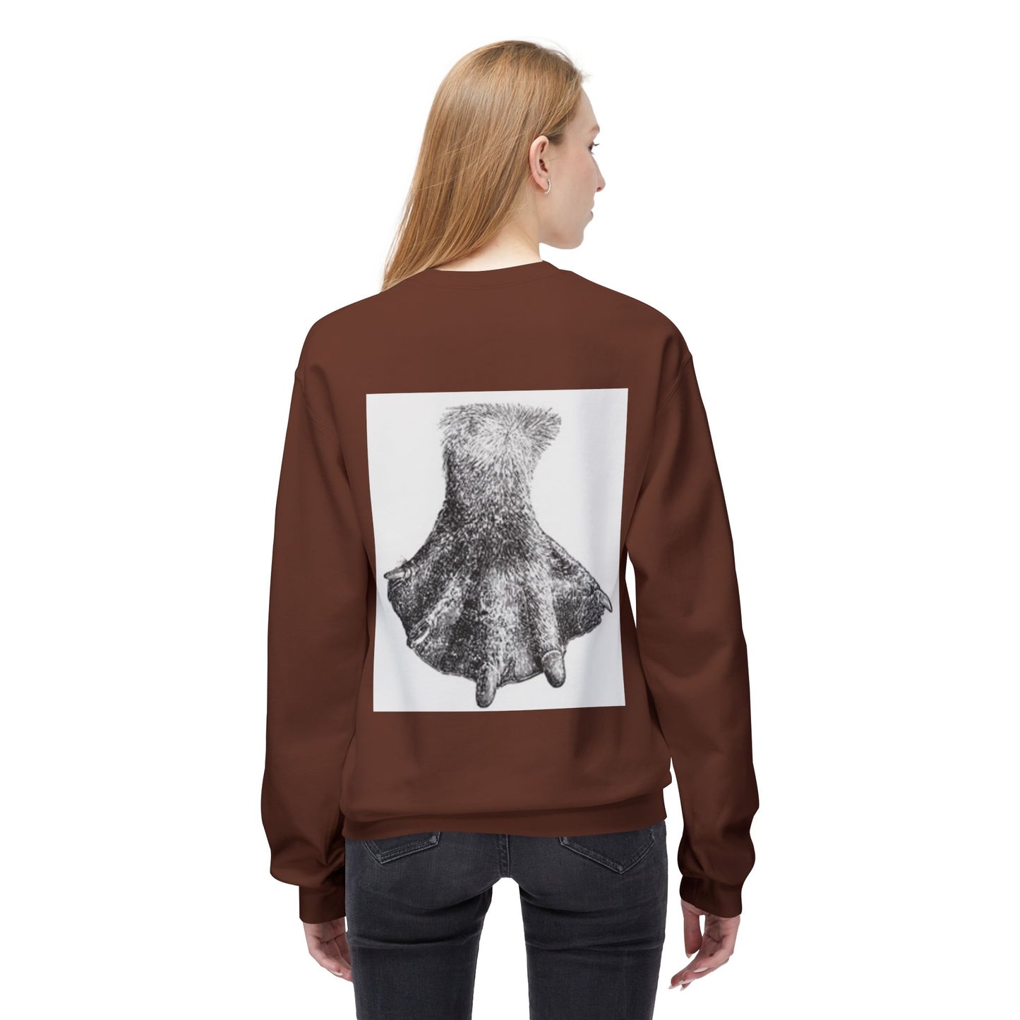 Artistic Fleece Crewneck Sweatshirt with Unique Dress Design
