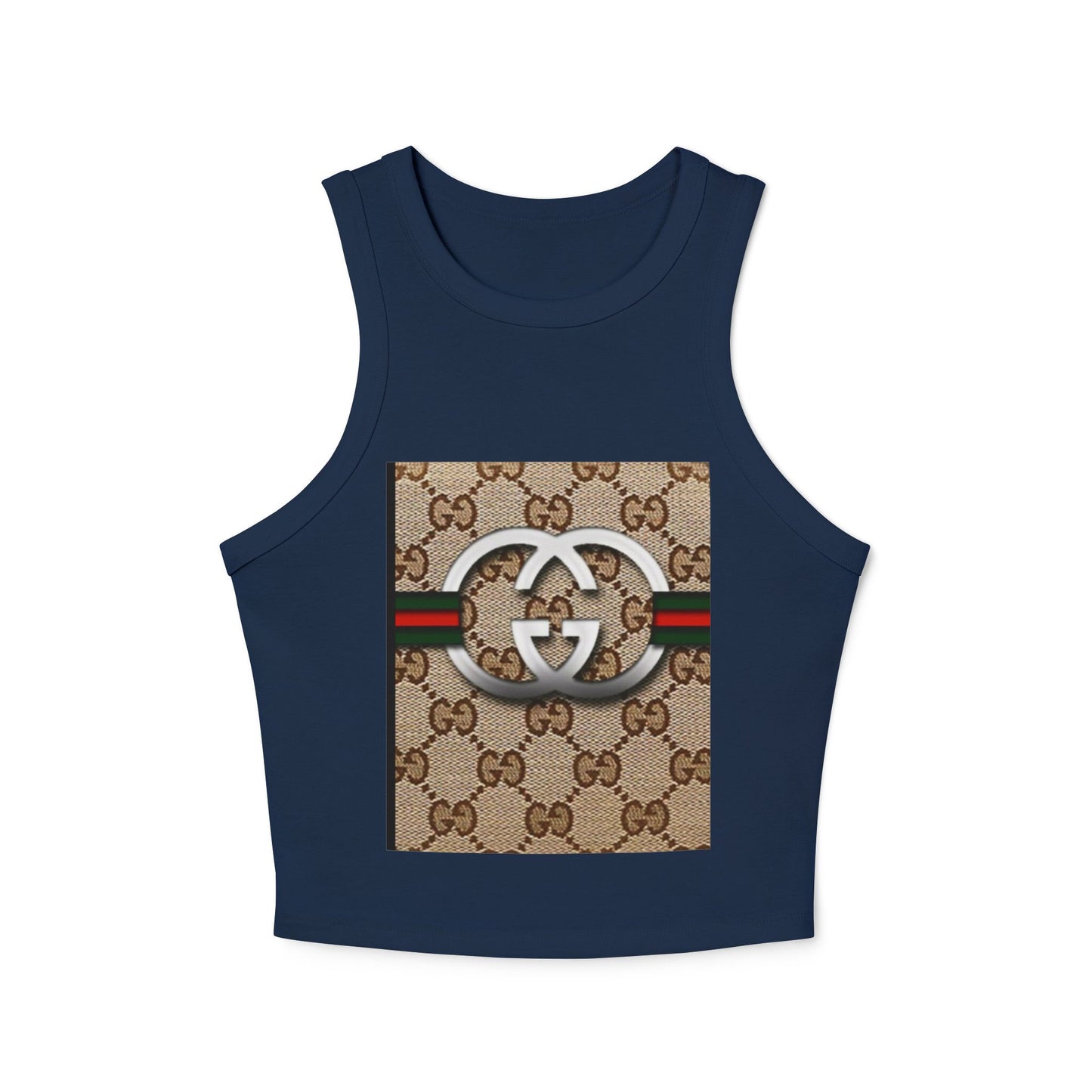 Stylish Women's Micro Rib Racer Tank Top with Iconic Gucci Design