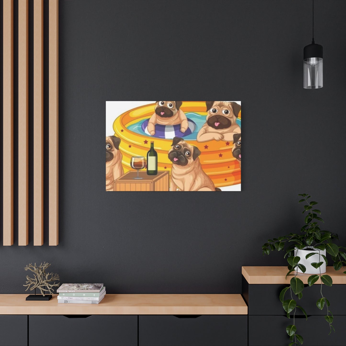 Pug Pool Party Canvas Art - Fun Pet Decor