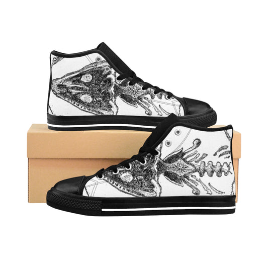 Men's Classic Sneakers with Unique Octopus Design | Trendy Black High-Tops
