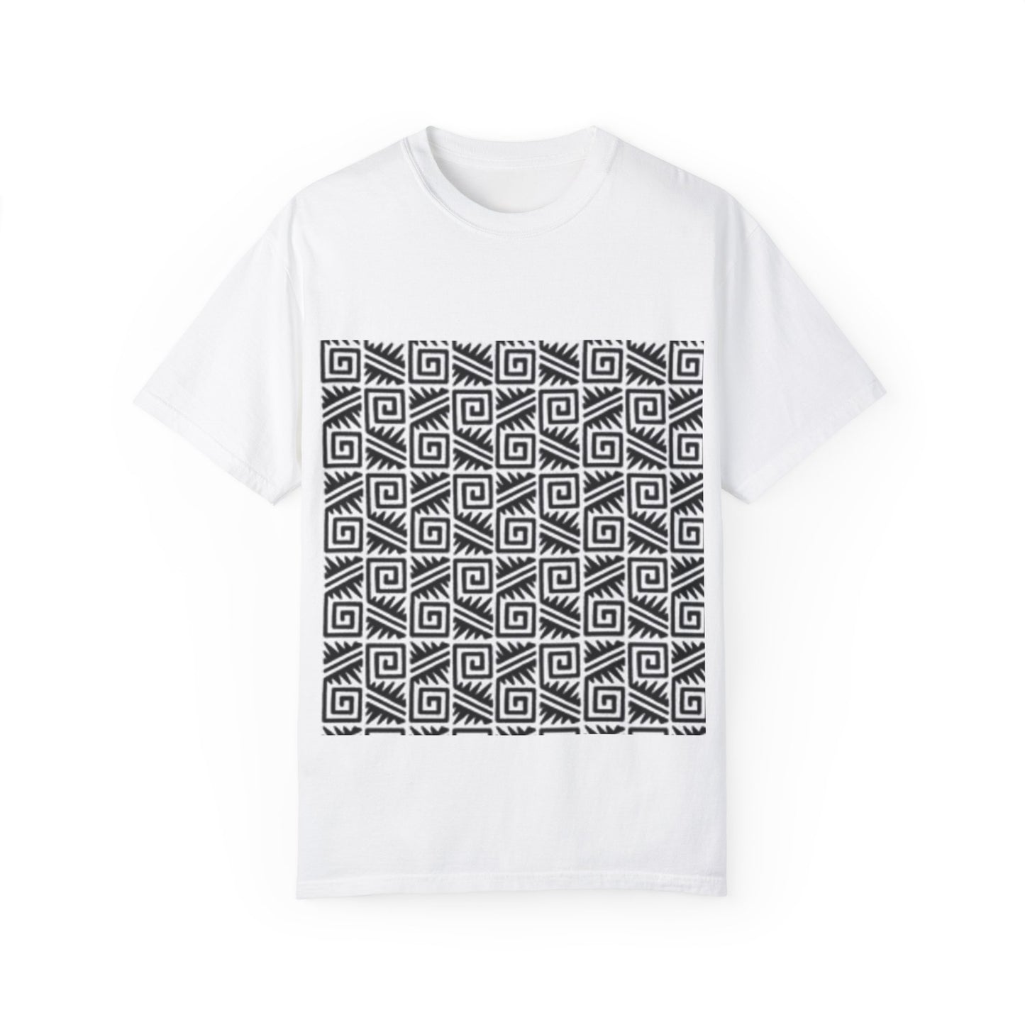 Trendy Unisex Garment-Dyed T-Shirt with Modern Geometric Print