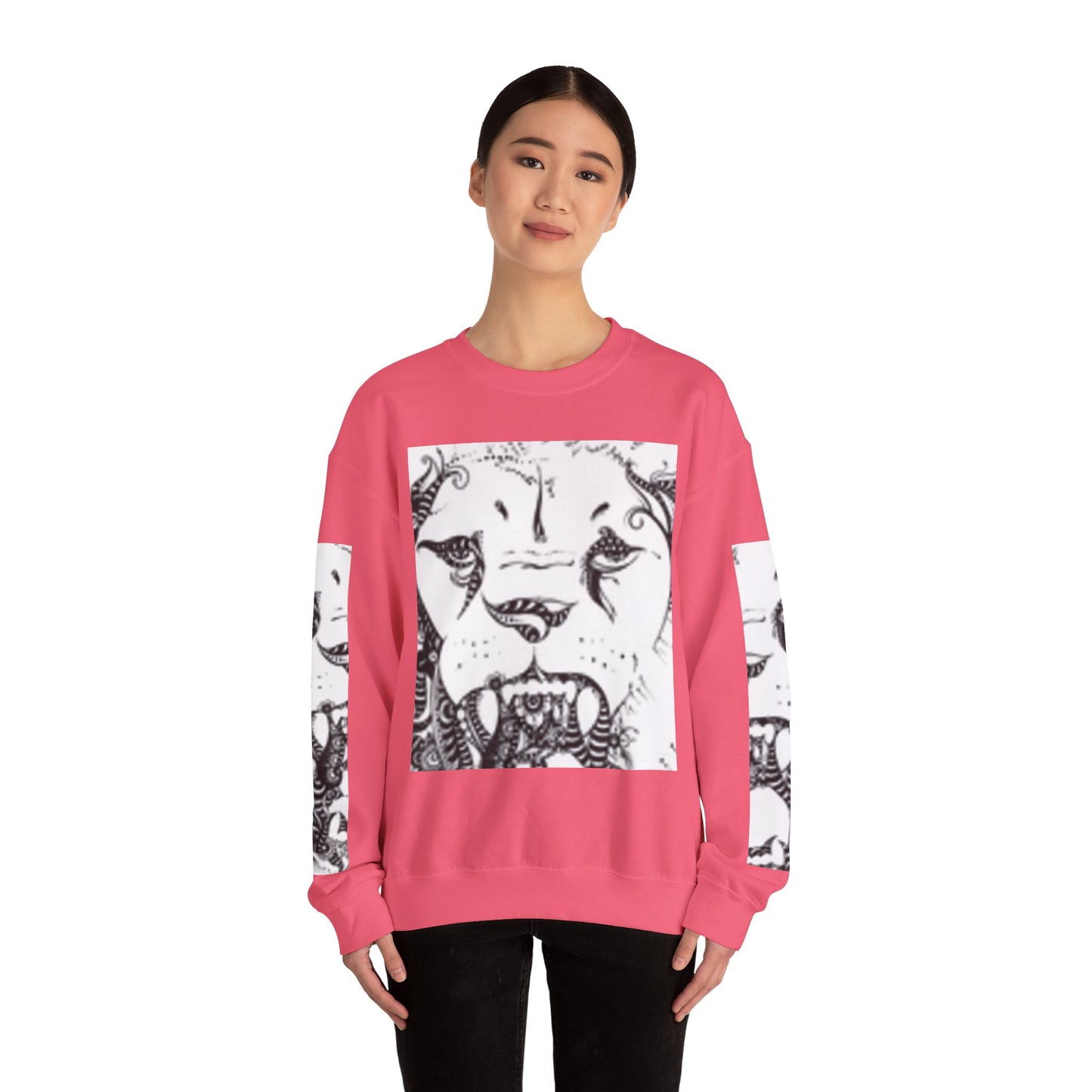 Wild Spirit Lion Graphic Crewneck Sweatshirt | Unisex Heavy Blend