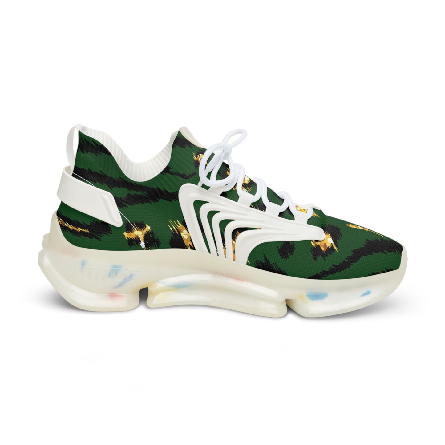 Men's Mesh Sneakers - Stylish Green Zebra Print Athletic Shoes