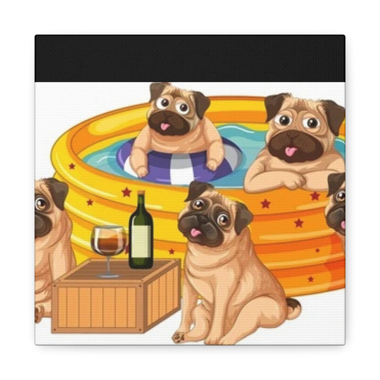 Pug Pool Party Canvas Art - Fun Pet Decor