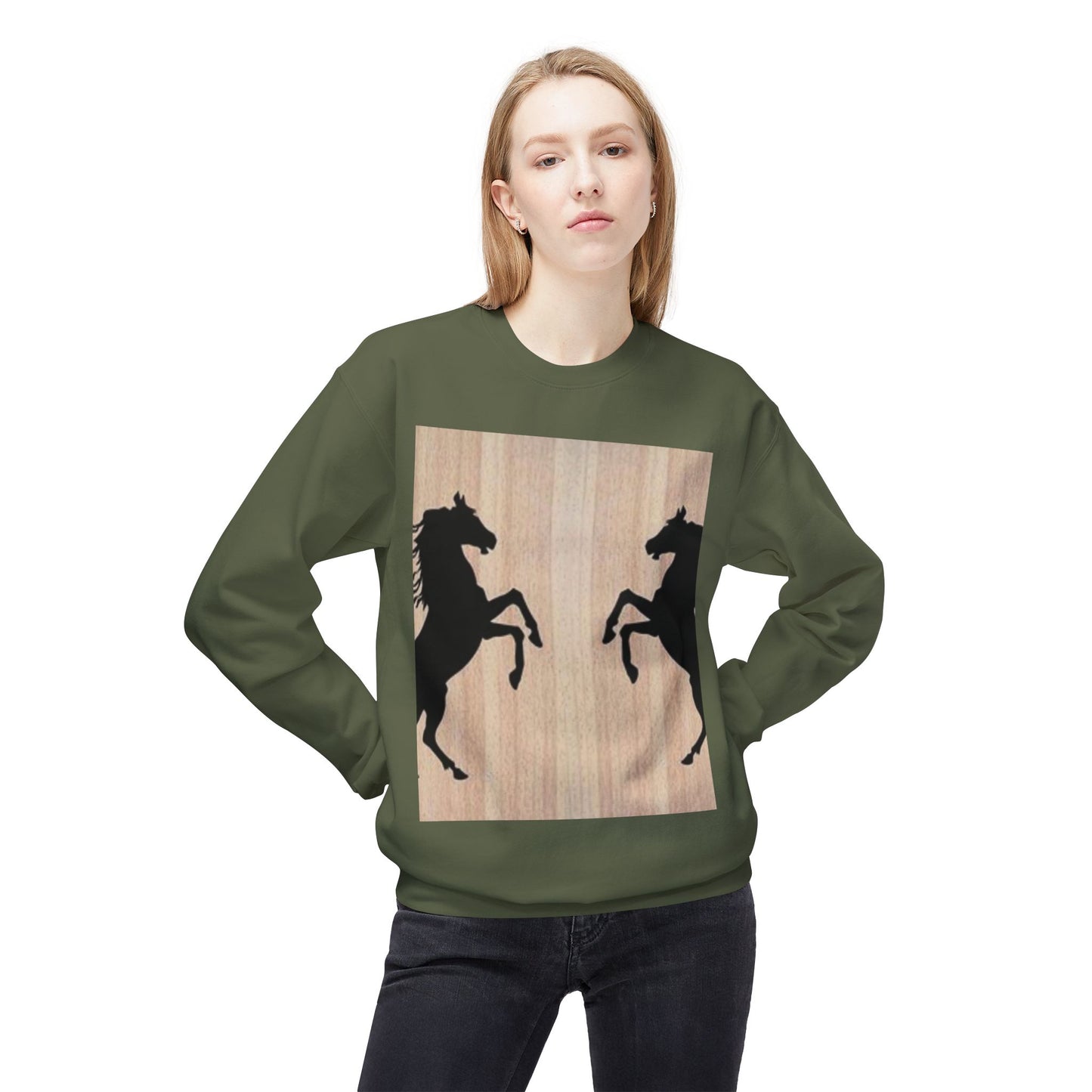 Equestrian Silhouette Fleece Sweatshirt - Perfect for Horse Lovers
