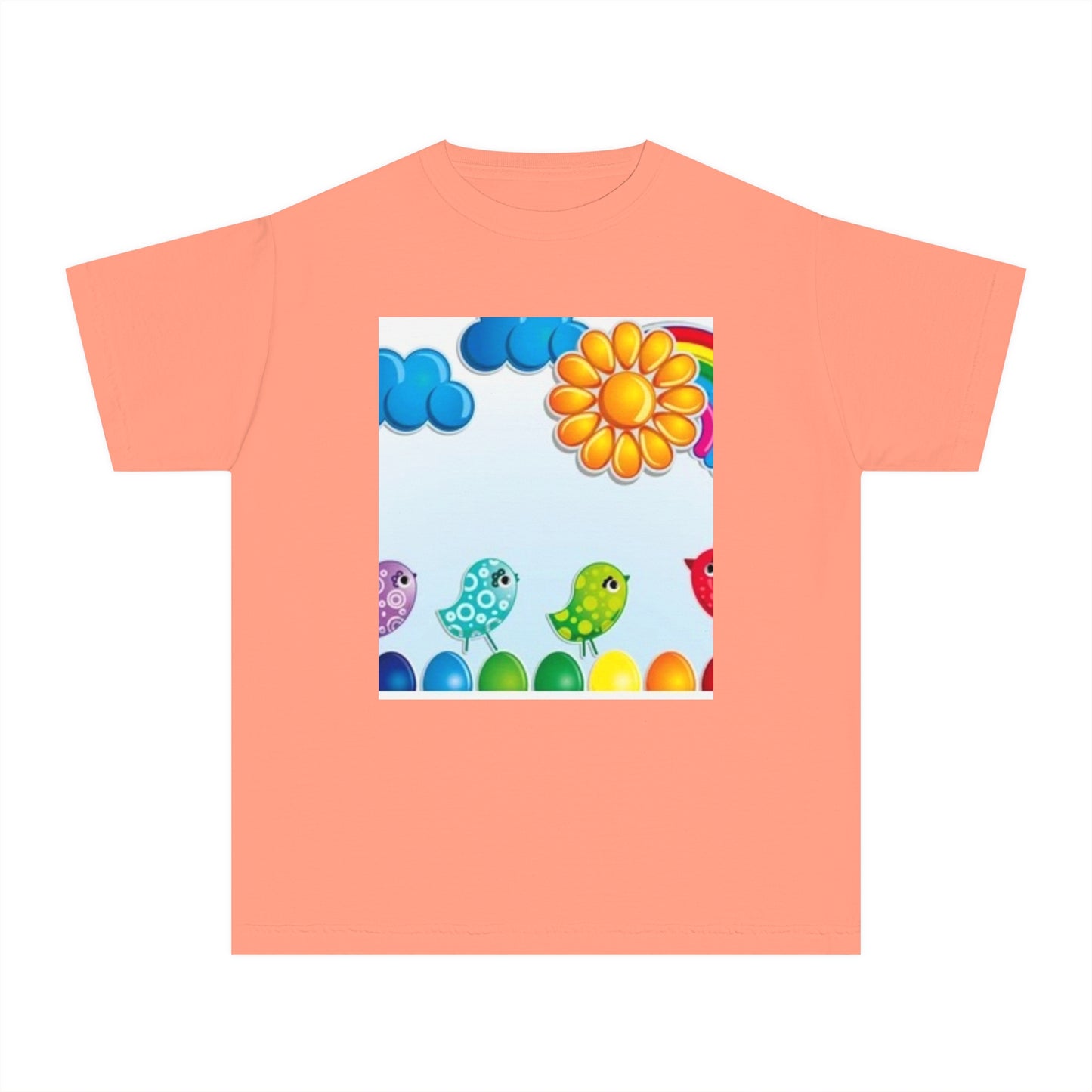 Colorful Spring Birds Youth Midweight Tee | Fun and Playful Shirt for Kids