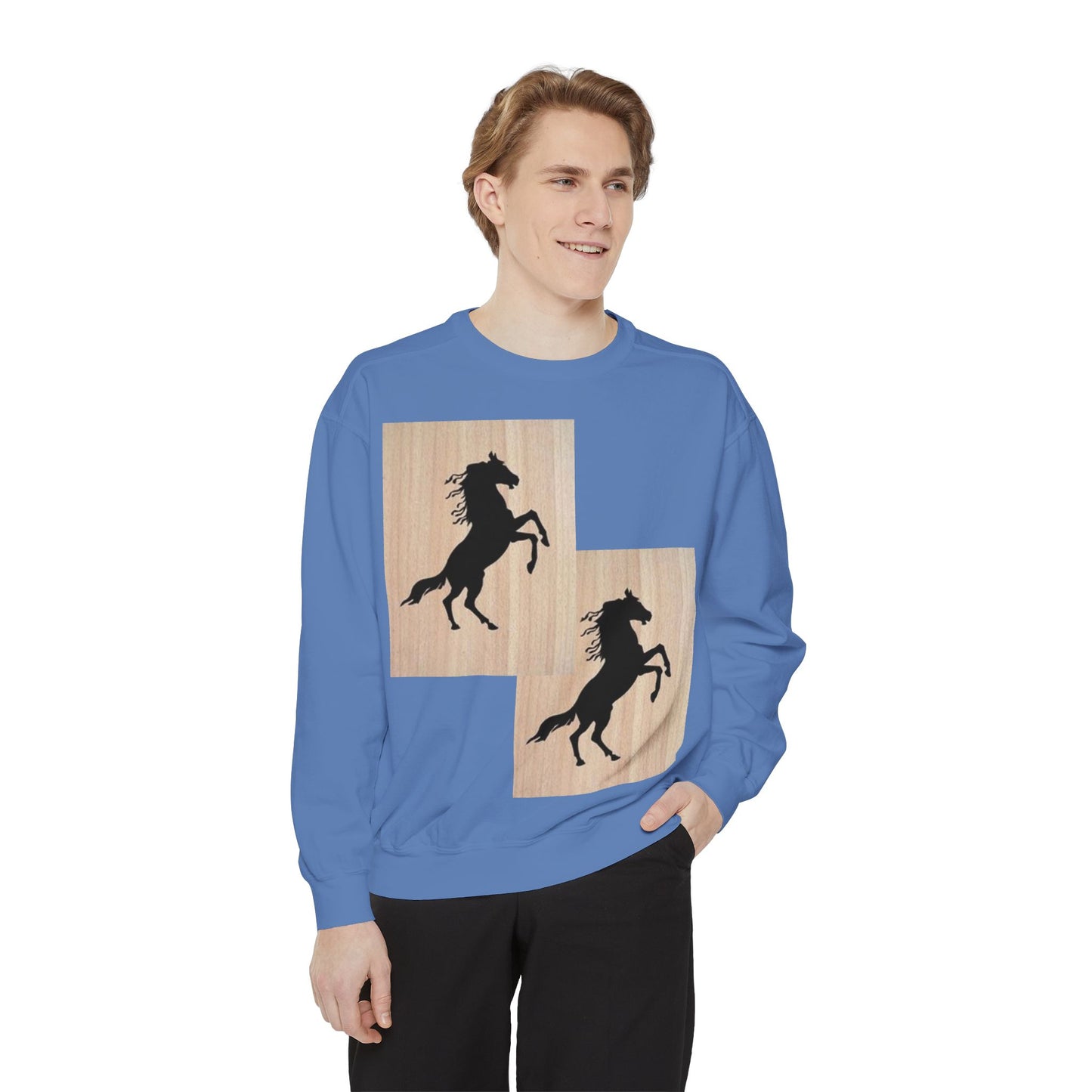 Equestrian Spirit Unisex Garment-Dyed Sweatshirt - Bold Horse Design