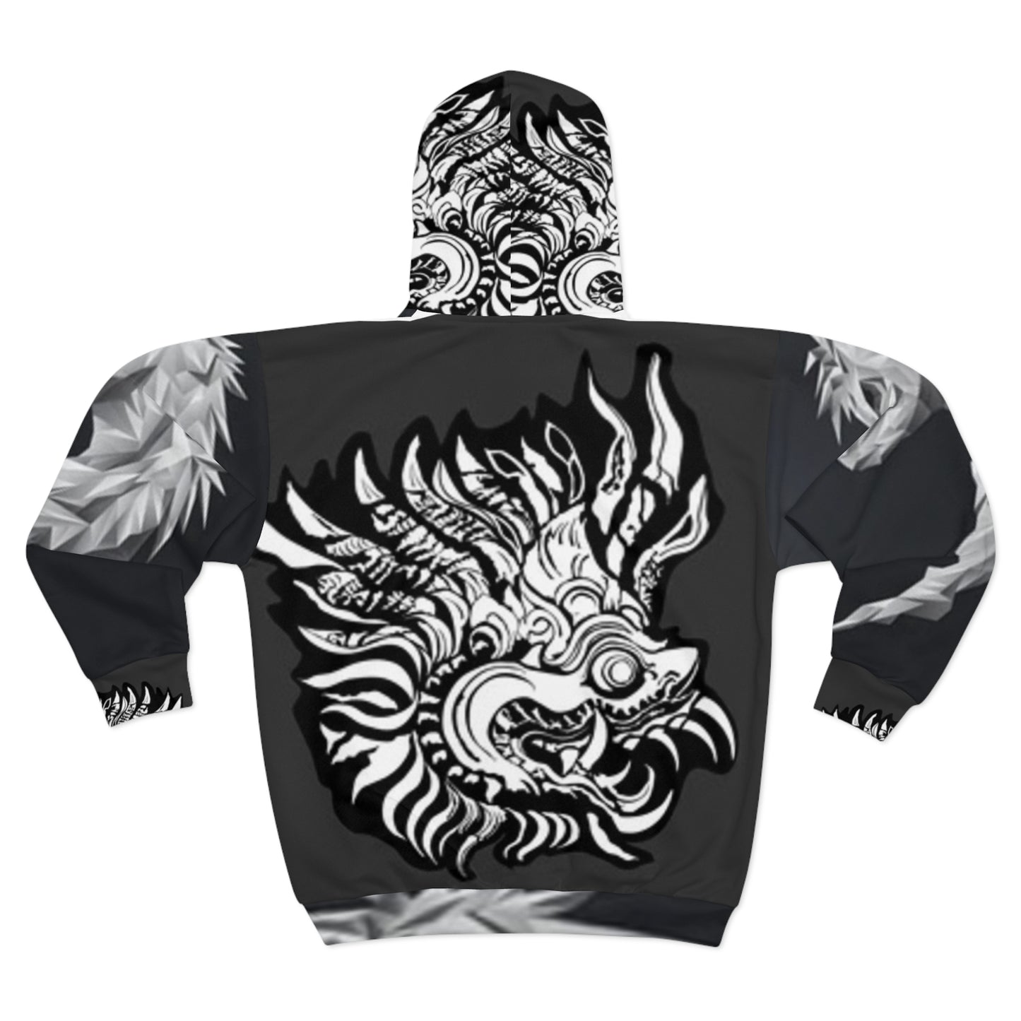 Artistic Unisex Zip Hoodie with Majestic Horse and Dragon Designs