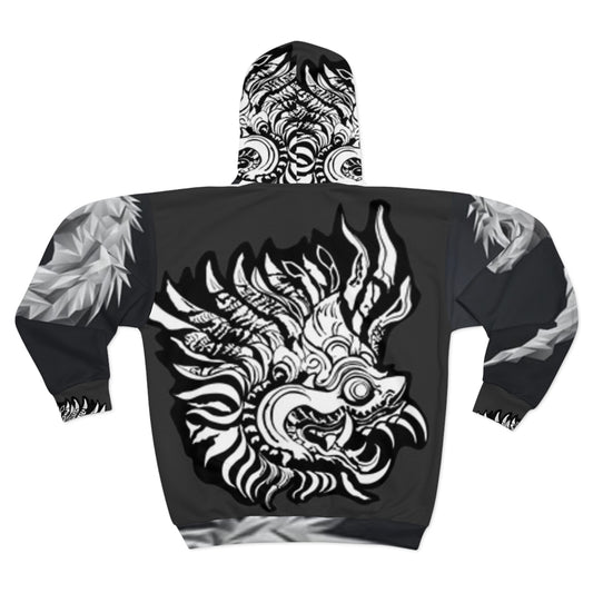 Artistic Unisex Zip Hoodie with Majestic Horse and Dragon Designs
