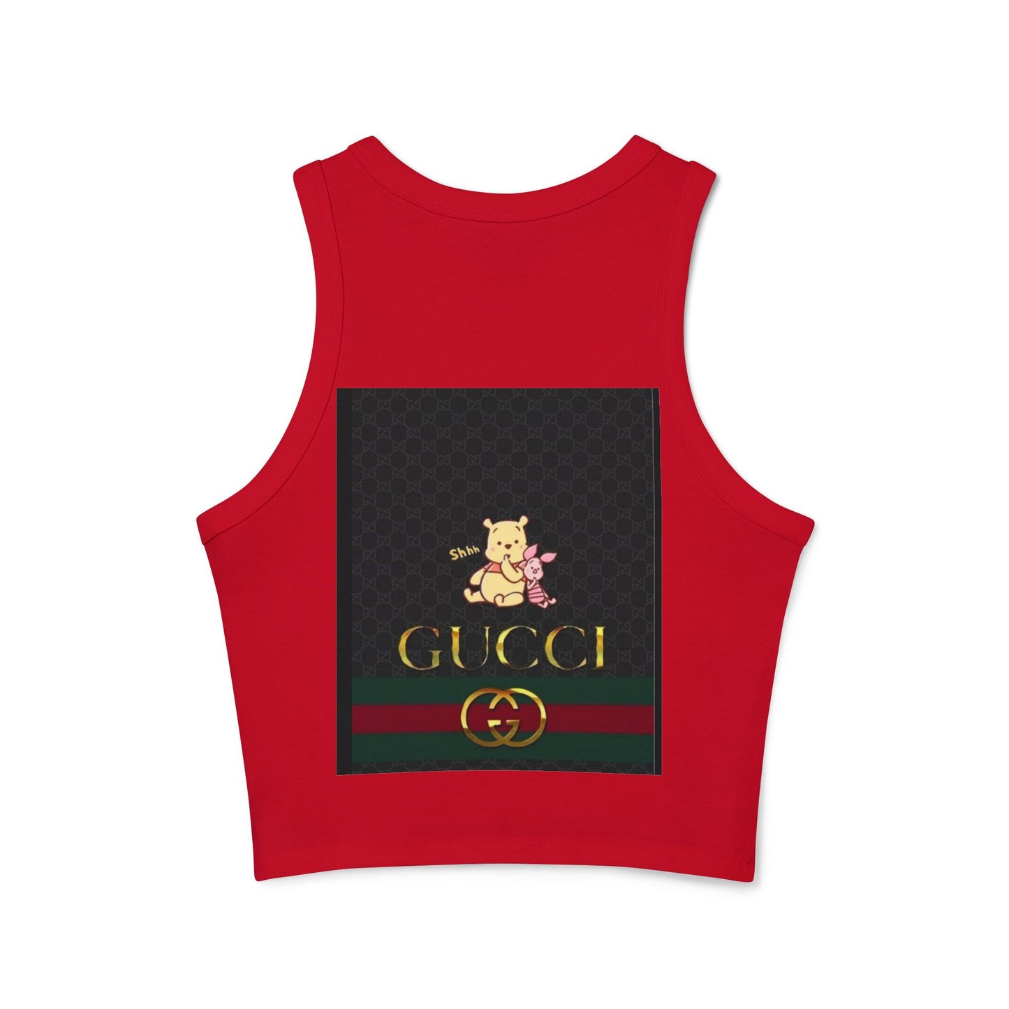 Stylish Women's Micro Rib Racer Tank Top with Gucci-Inspired Design