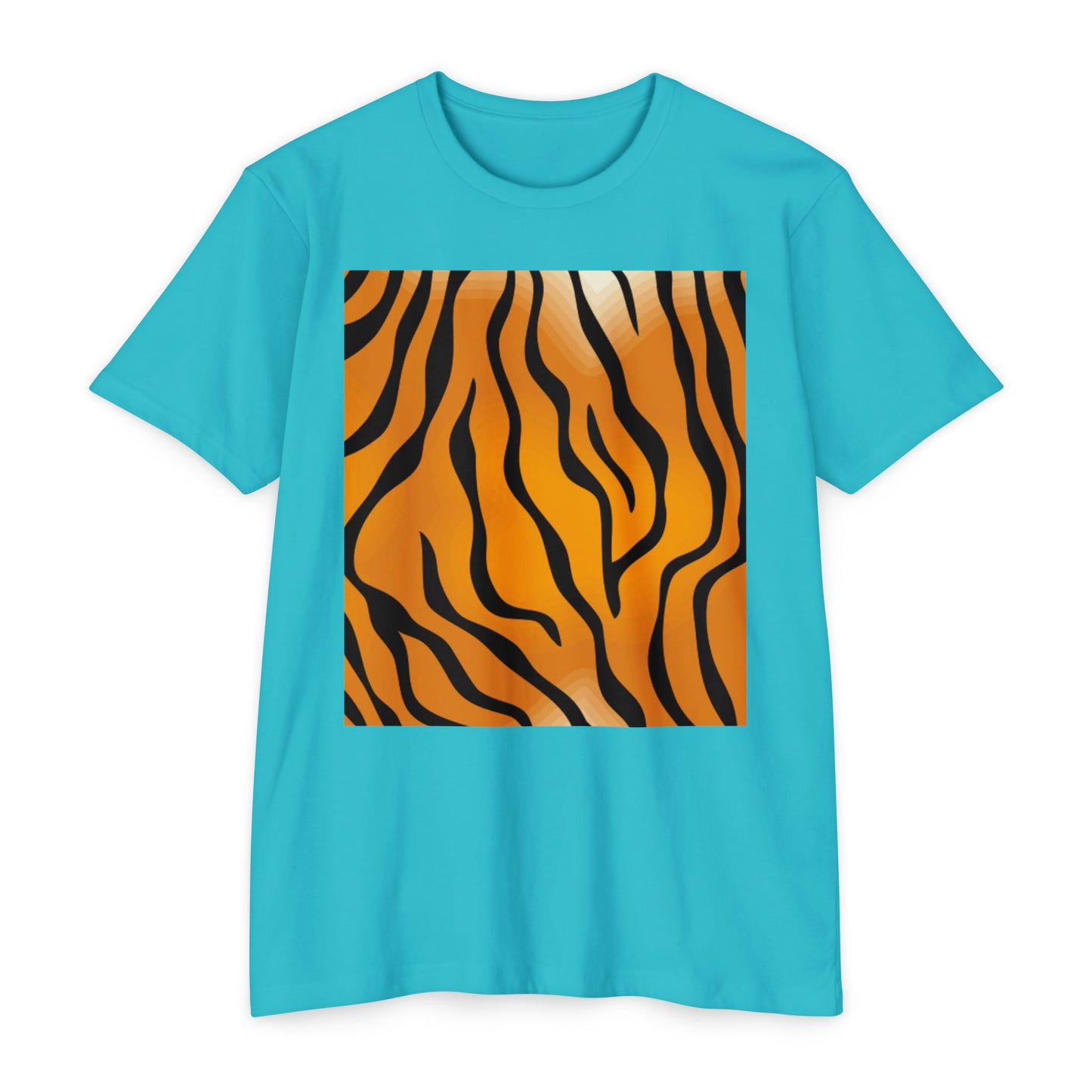 Unisex Tiger Stripe CVC Jersey T-Shirt - Bold Wild Pattern for Casual Wear