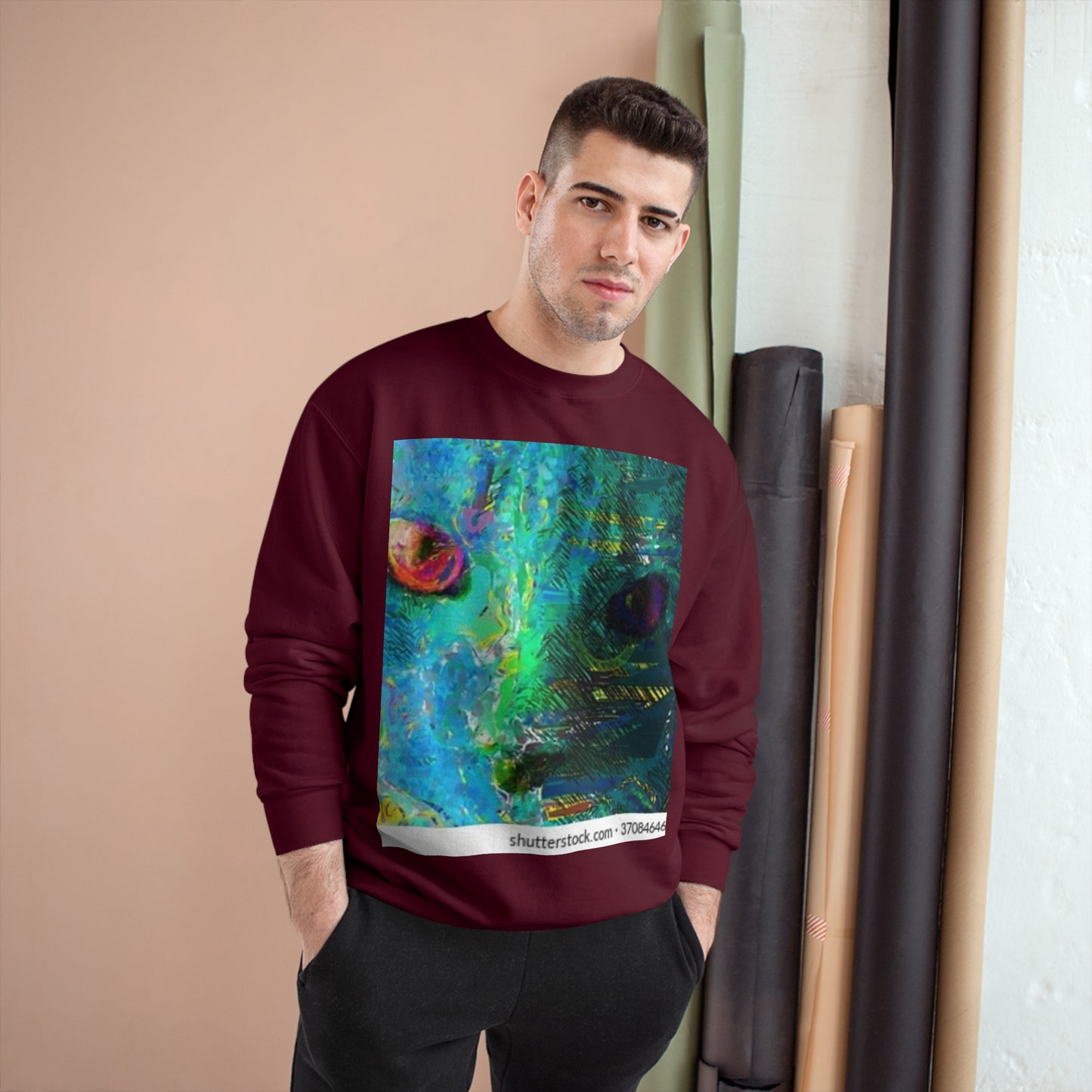 Vibrant Artistic Champion Sweatshirt with Eye Design
