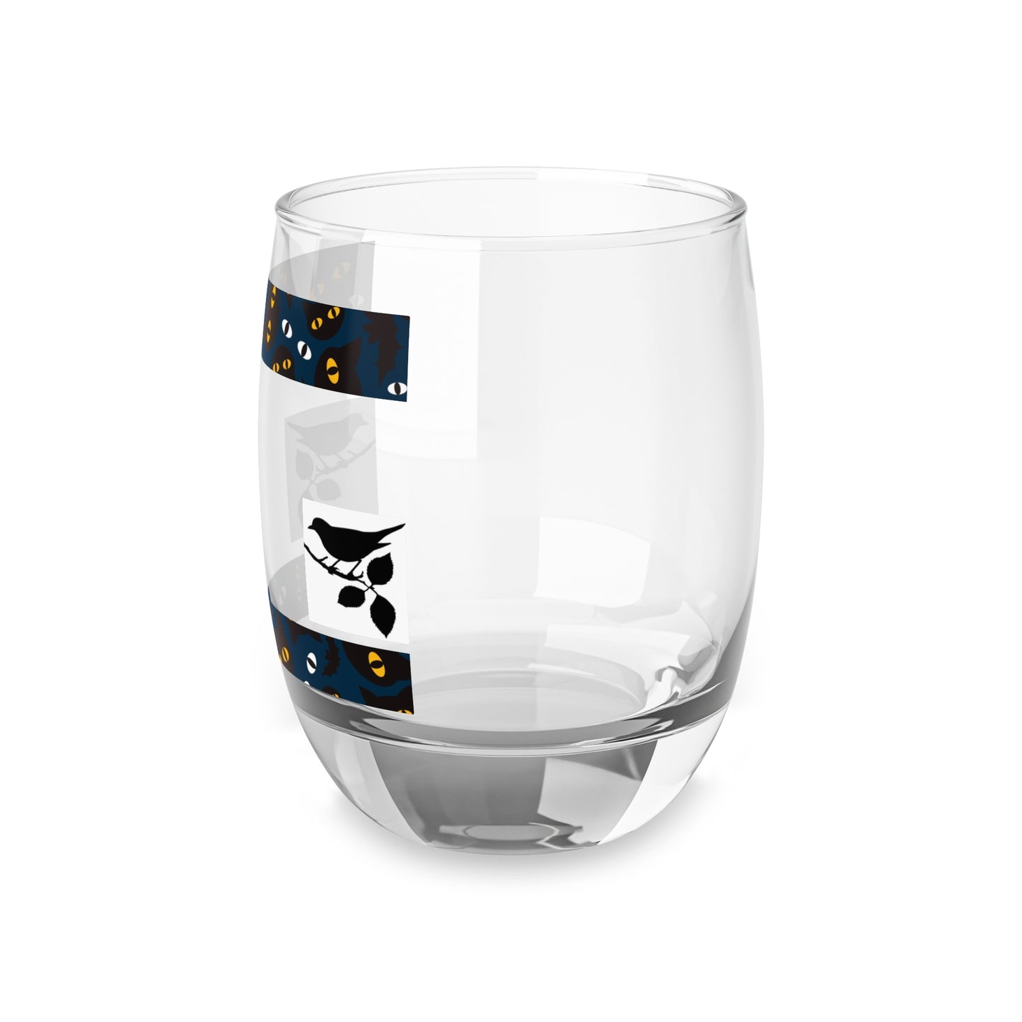 Artisan Whiskey Glass with Abstract Bird Design - Unique Home Bar Accessory
