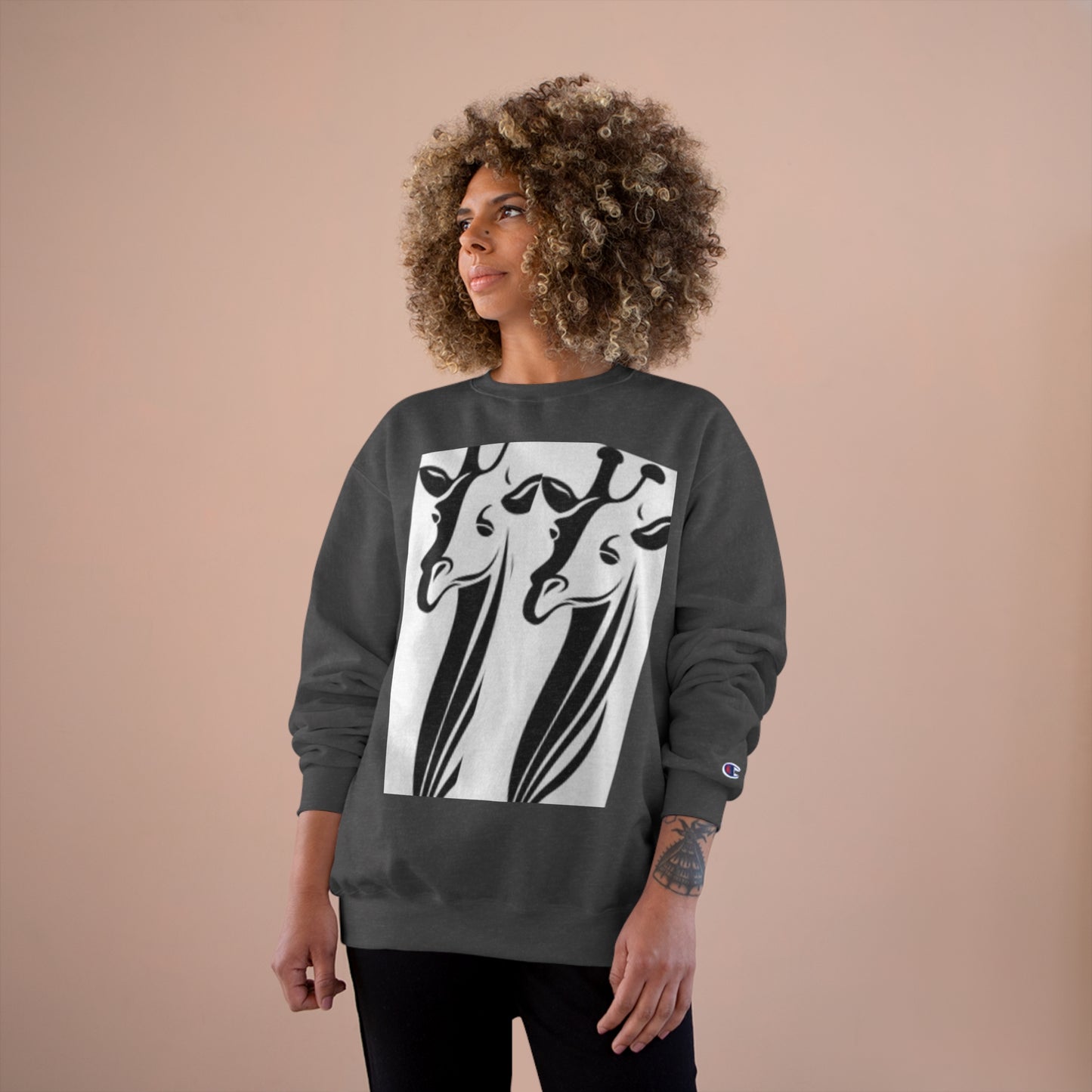 Giraffe Lovers Champion Sweatshirt - Cozy Wildlife Apparel
