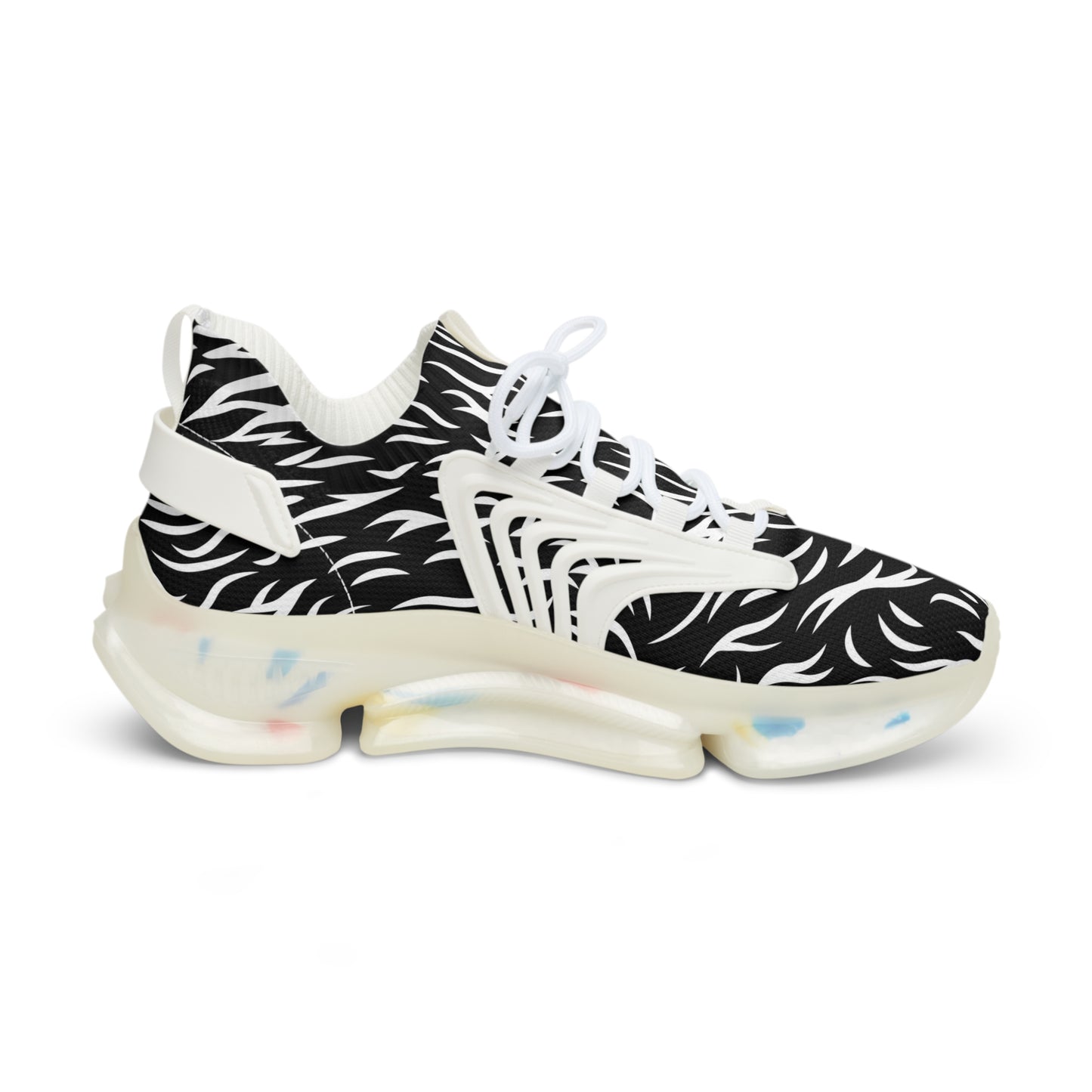 Stylish Black and White Mesh Sneakers for Men - Trendy Athletic Footwear