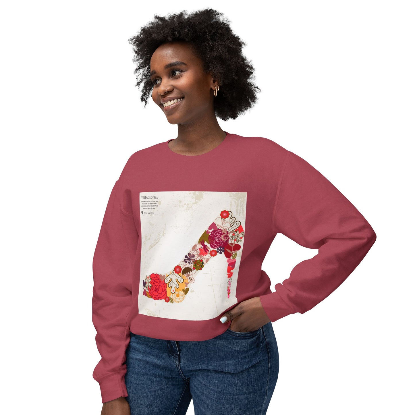 Vintage Floral High Heel Unisex Crewneck Sweatshirt | Stylish & Comfortable