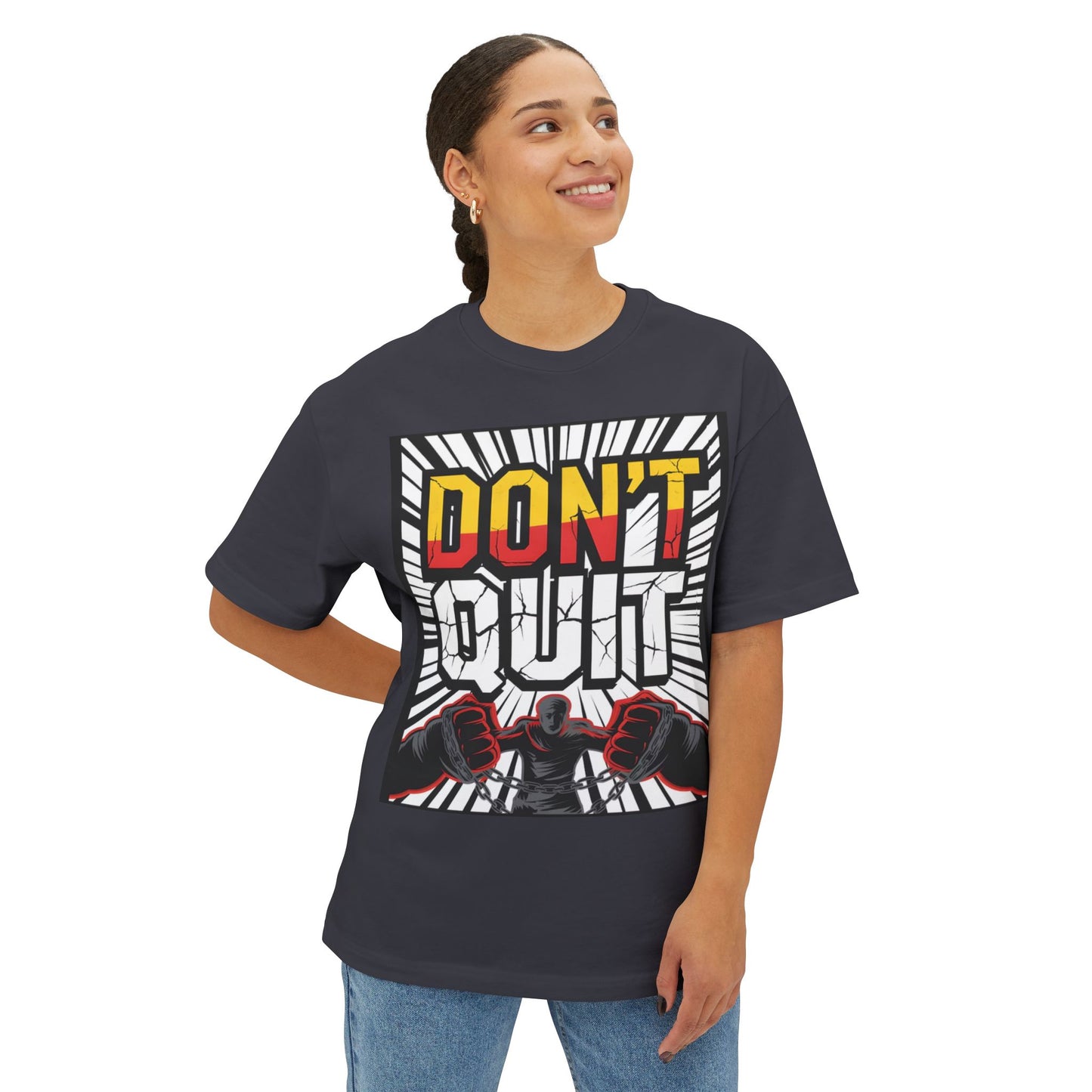 Motivational Oversized Tee - Don't Quit Graphic