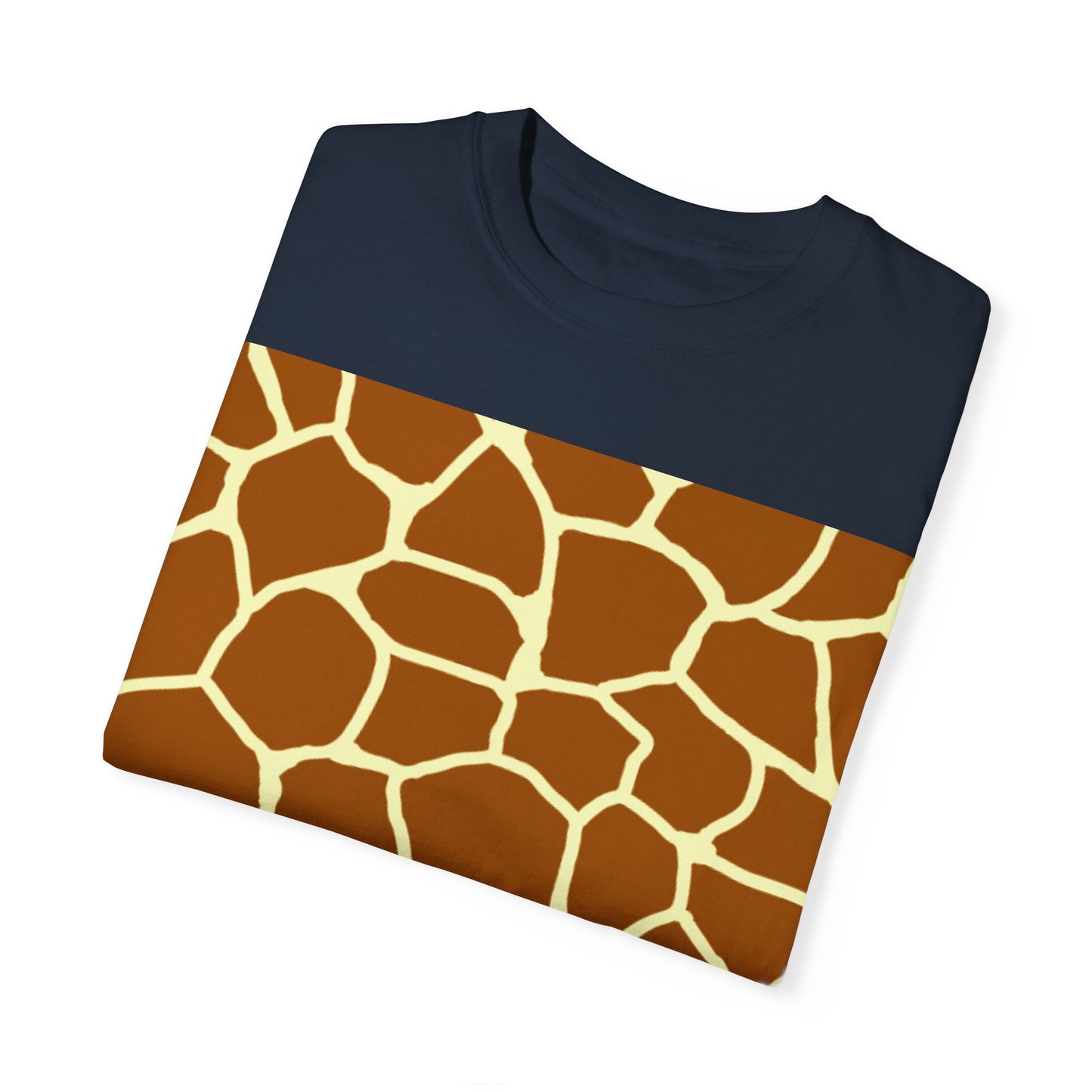 Unisex Giraffe Print Garment-Dyed T-Shirt - Animal Lover Tee