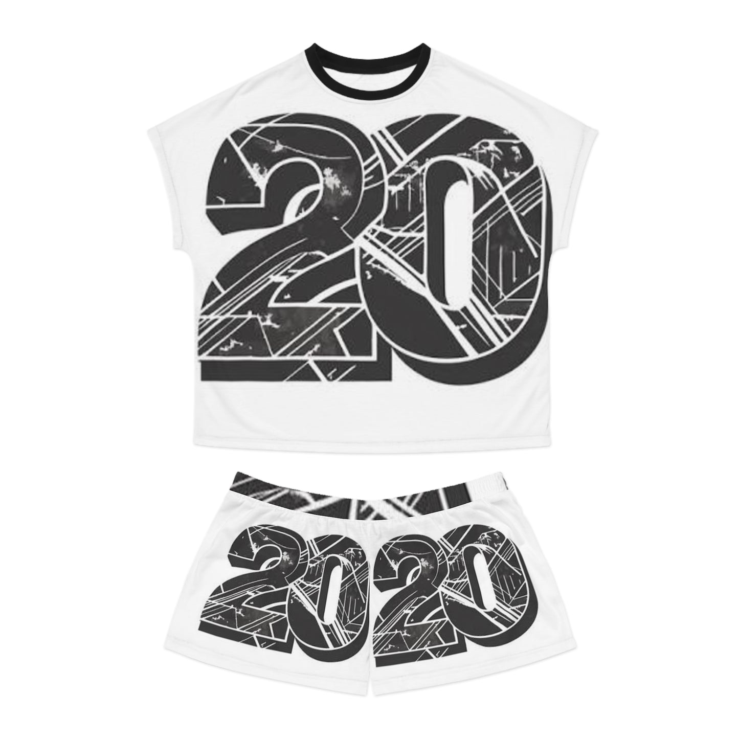 Trendy Women's Short Pajama Set with Bold '20' Design