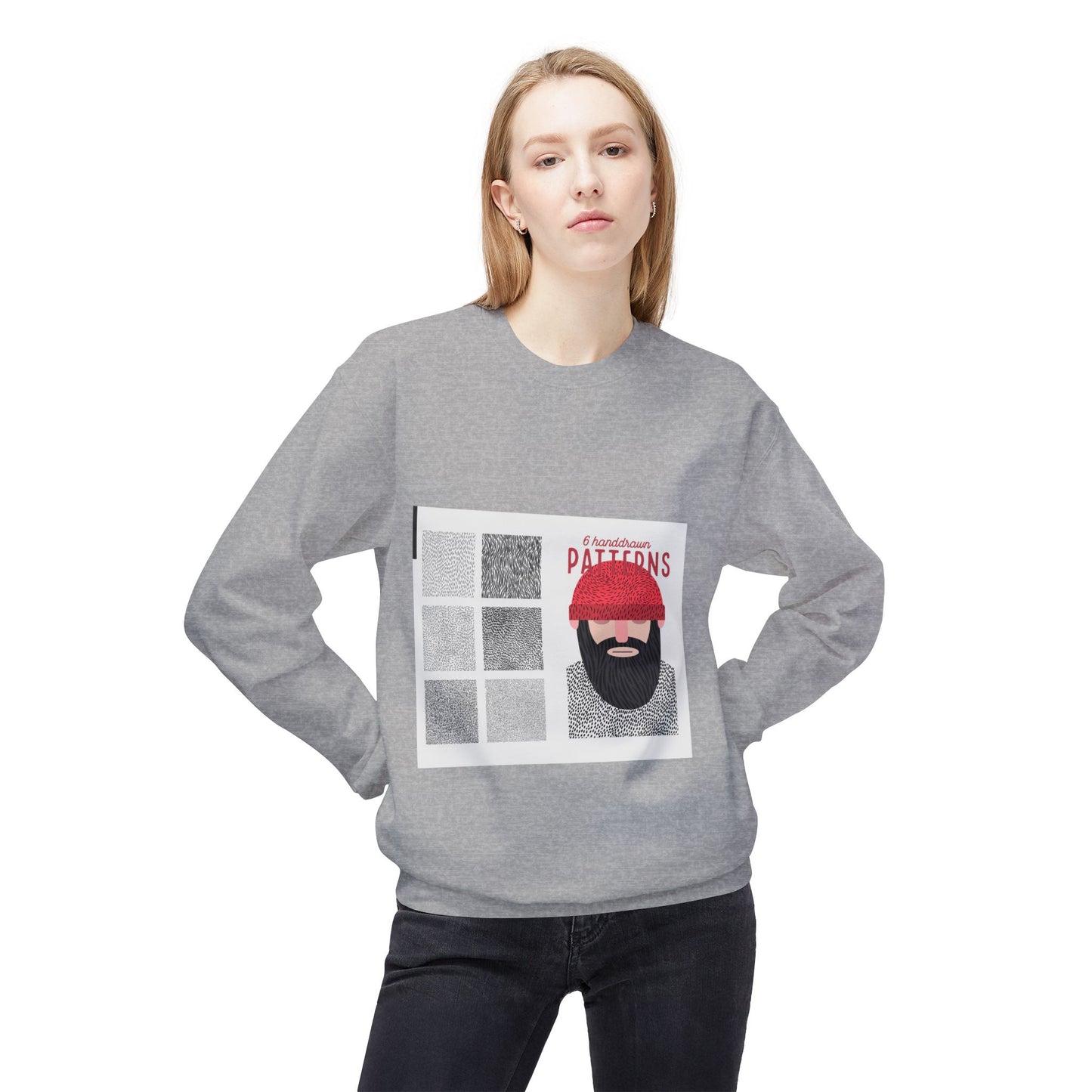 Beard Patterns Unisex Fleece Crewneck Sweatshirt - Cozy & Stylish