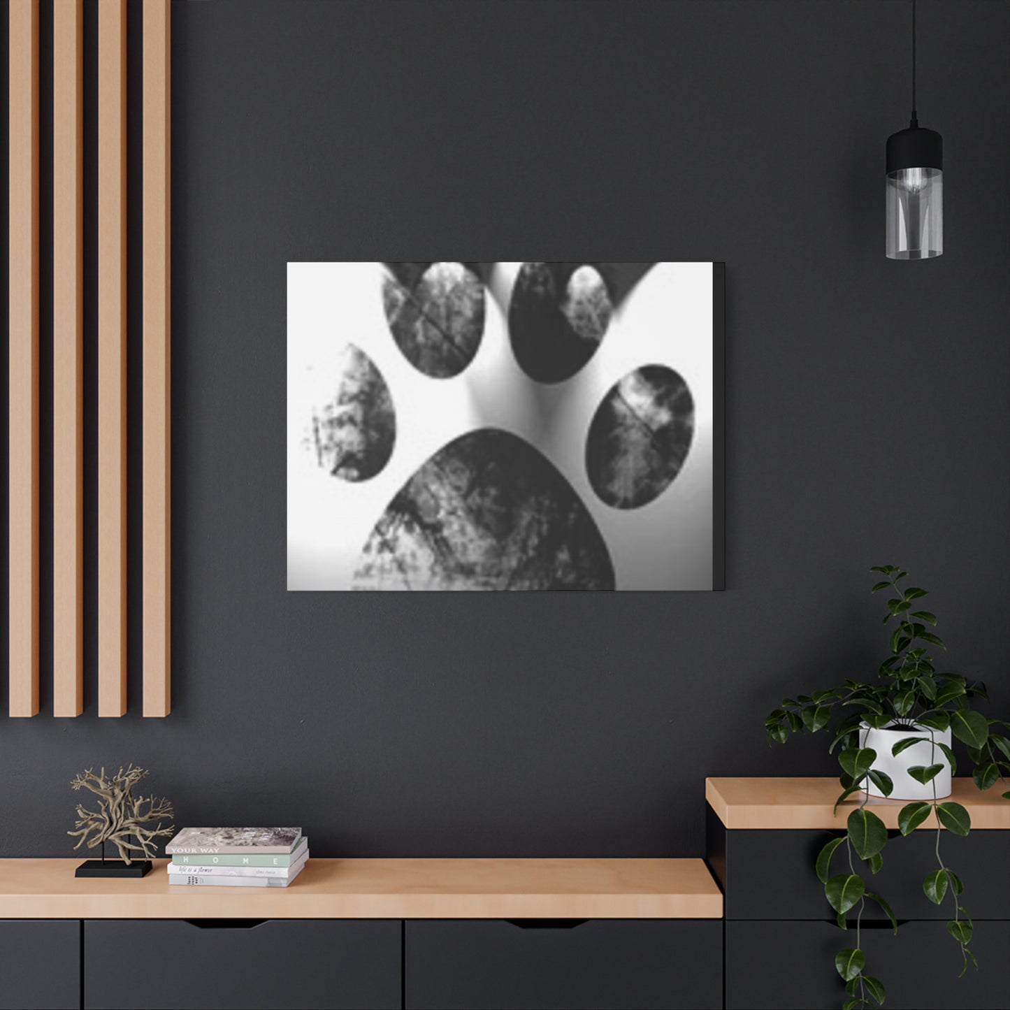 Black Paw Print Canvas Art - Modern Animal Decor for Pet Lovers